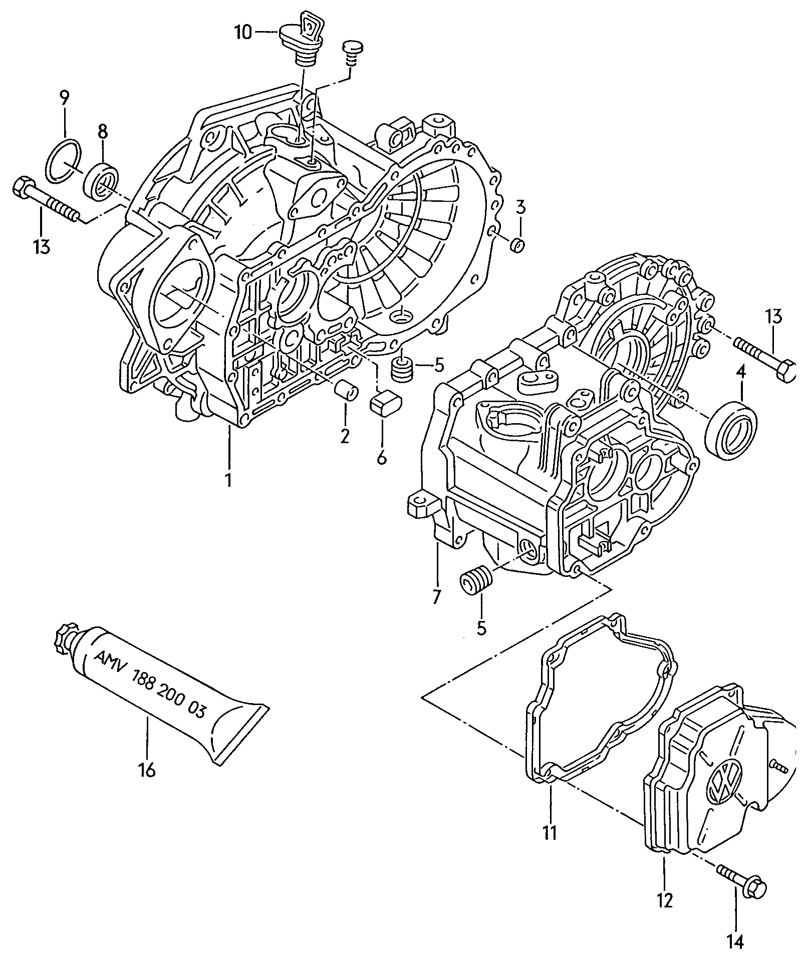 Volkswagen Golf/Var.-syn./Rall./Coun. (1986 - 1991) - For manual gearbox. Gear housing