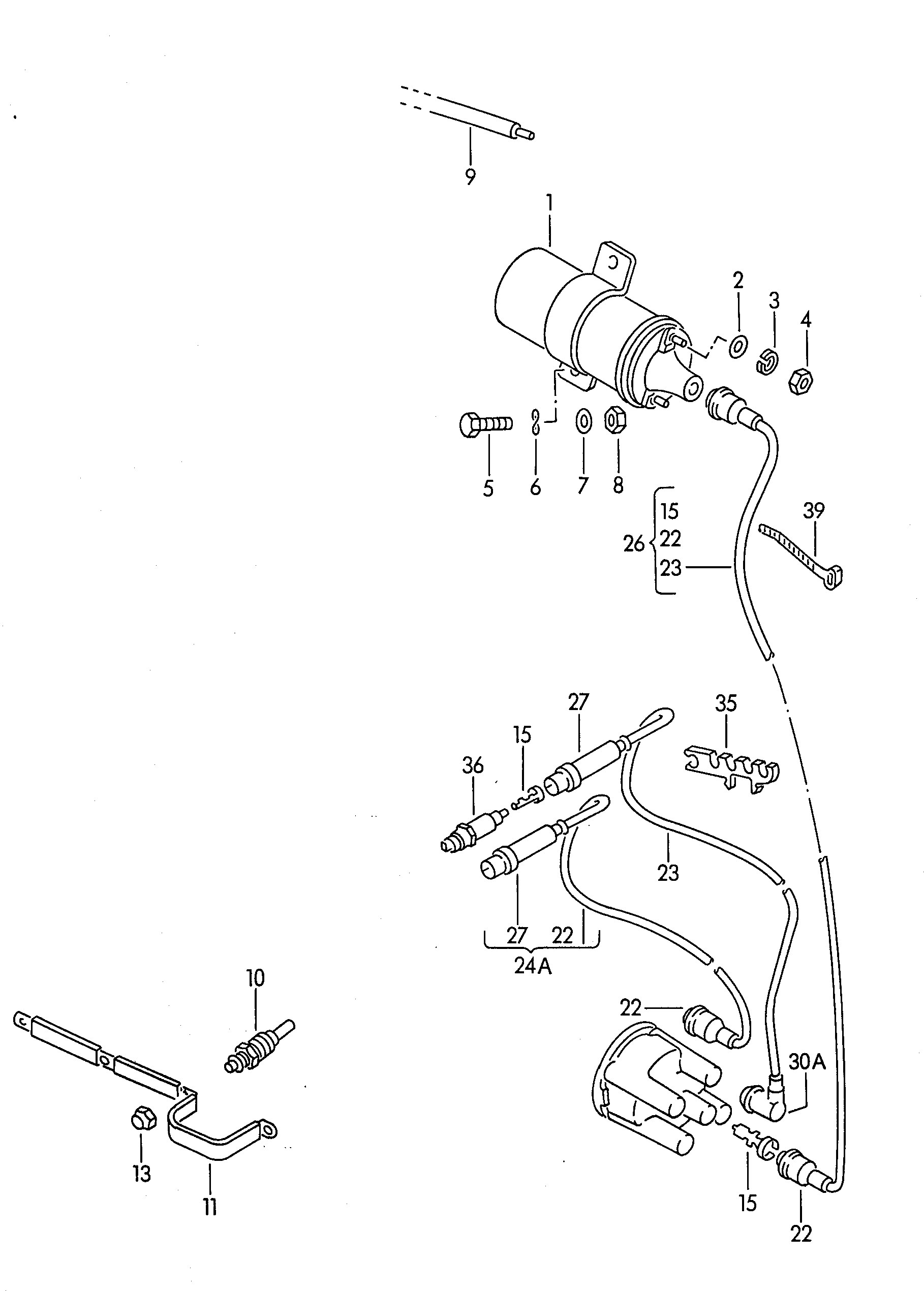 Ignition lead. Glow plug. Ignition coil. current rail