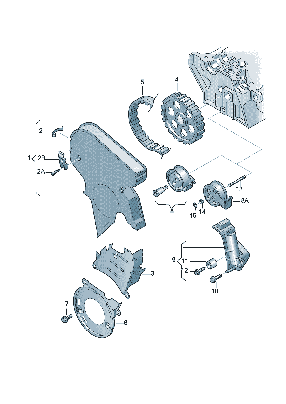 Volkswagen Golf/Golf R32 (2003 - 2006) - Repair kit for toothed belt with tensioning roller
