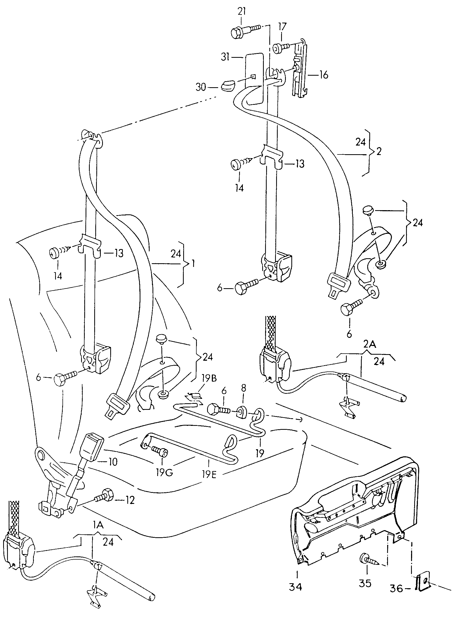 Volkswagen Golf (1993 - 1996) - Dashboard. dashboard fittings