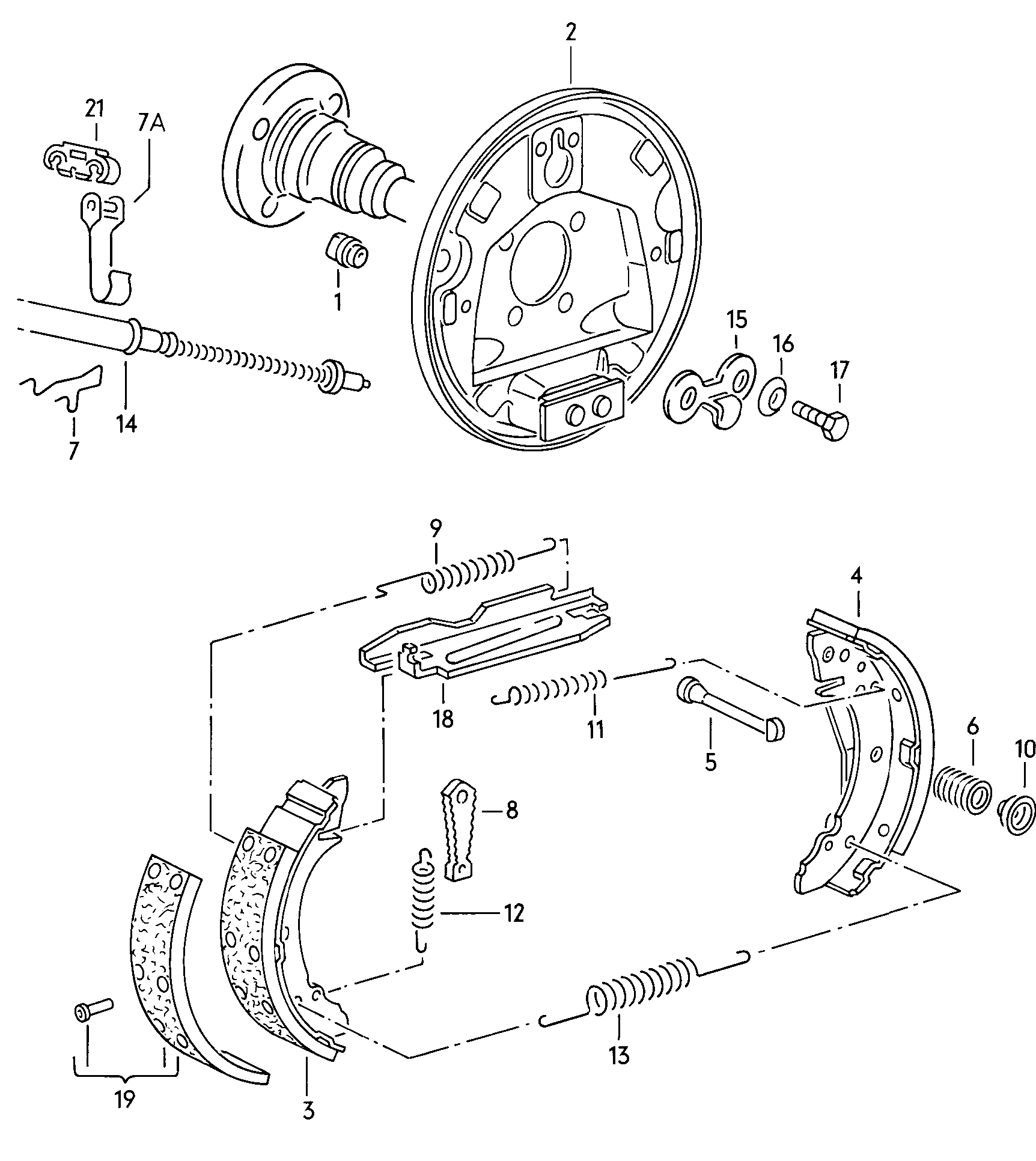 Brake shoe with lining. back plate