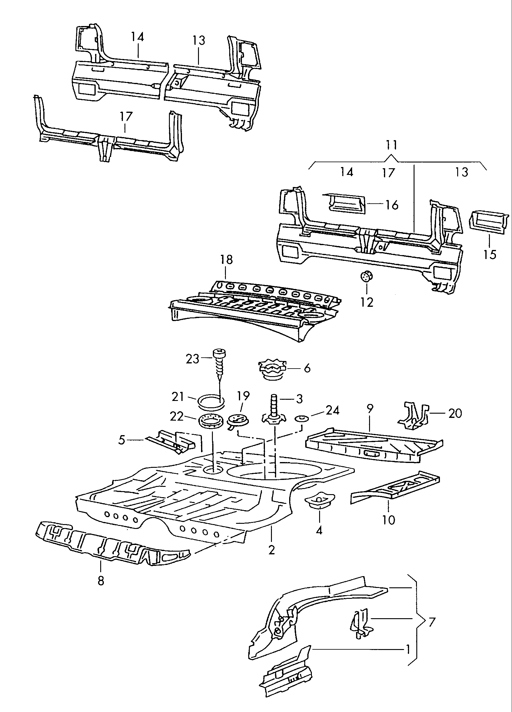 Volkswagen Golf (1993 - 1996) - Boot floor plate. Rear cross panel
