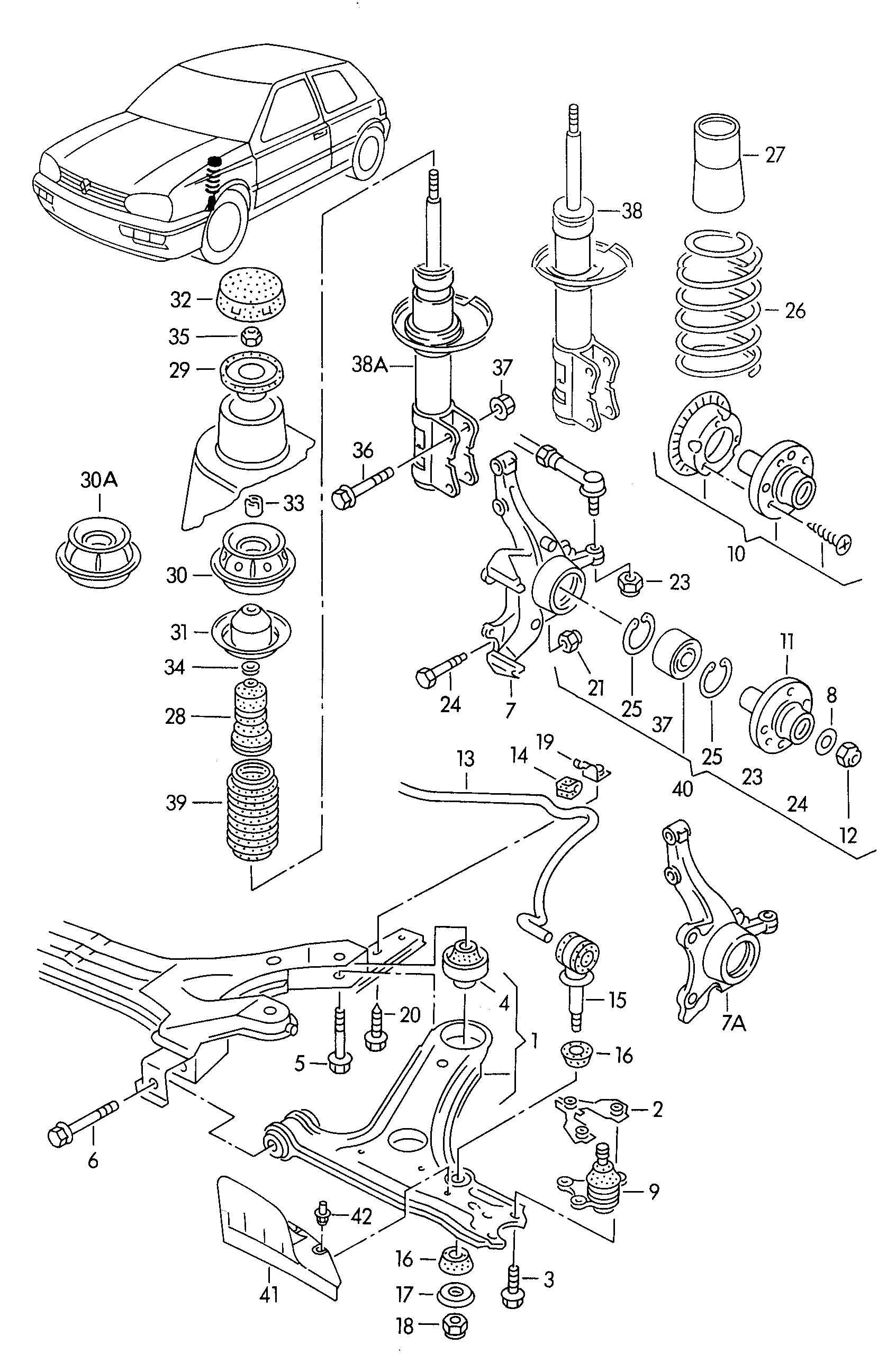 Volkswagen Golf (1992 - 1994) - Wishbone. Wheel bearing housing. suspension