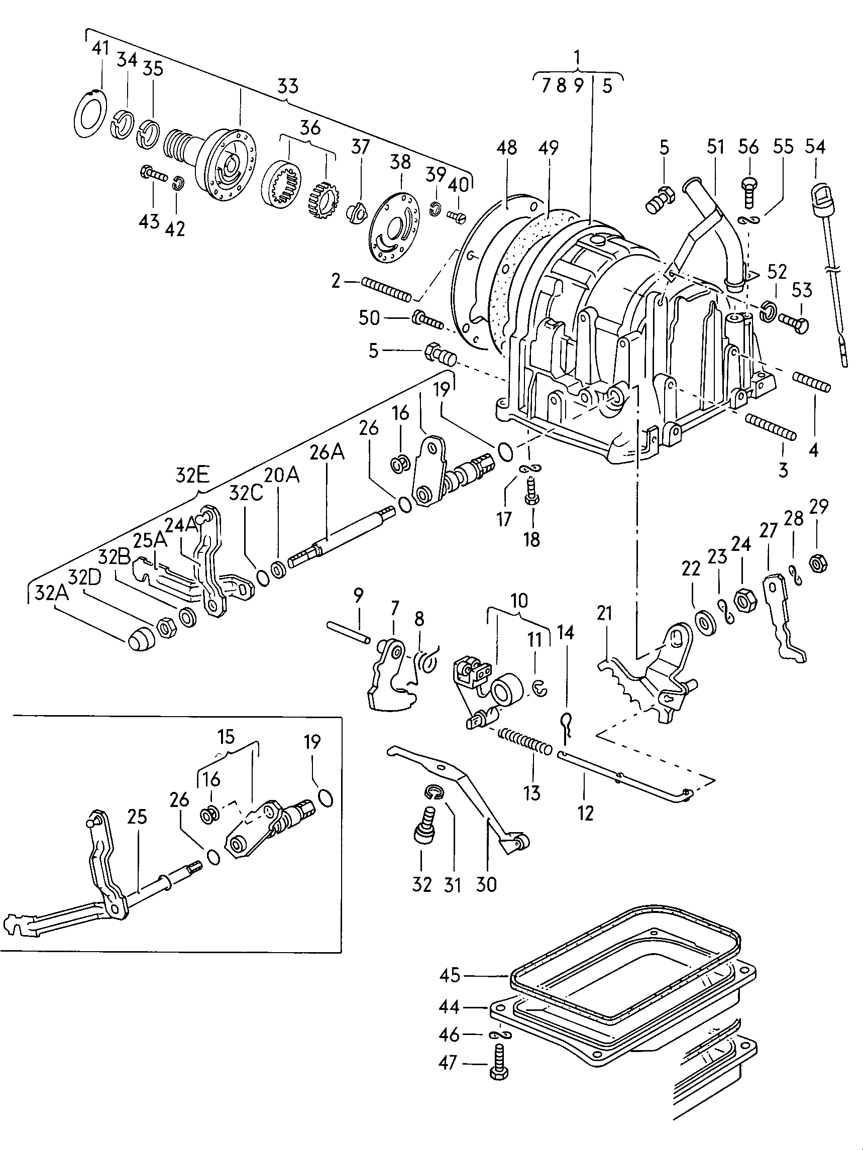 Volkswagen Golf (1979 - 1980) - Gear housing. Planetary gears w. regulator and turbine shaft
