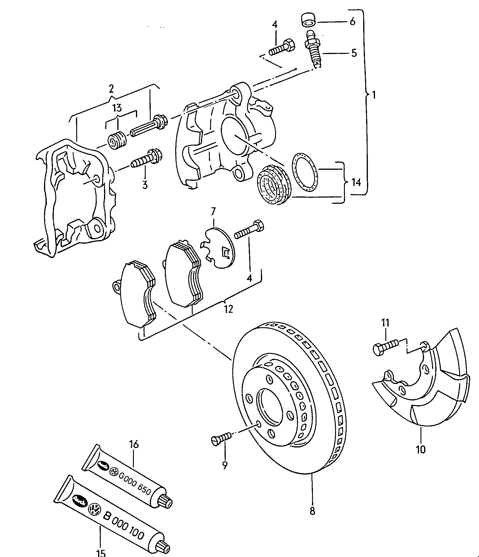 Floating caliper brake