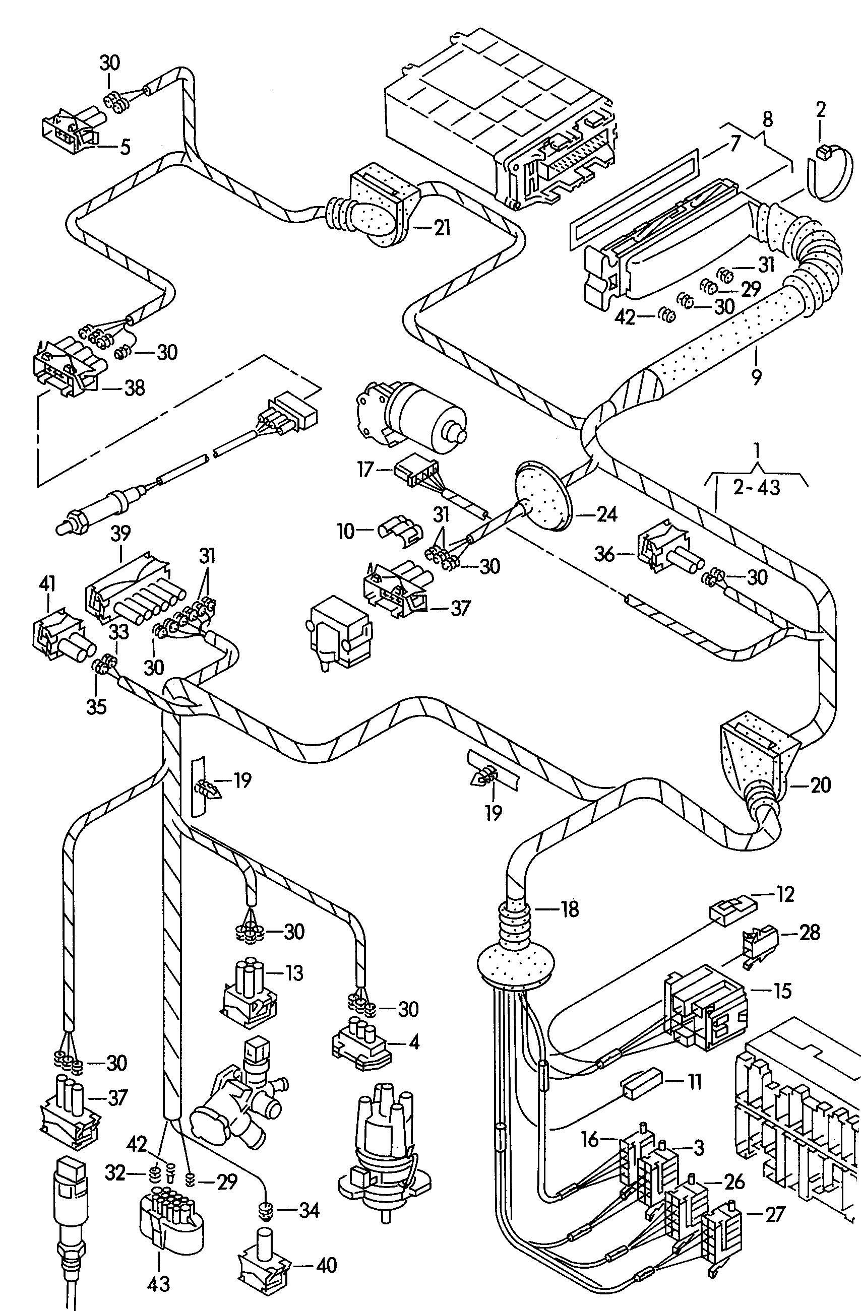 Volkswagen Golf (1995) - Adapter cable loom. Wiring set for engine