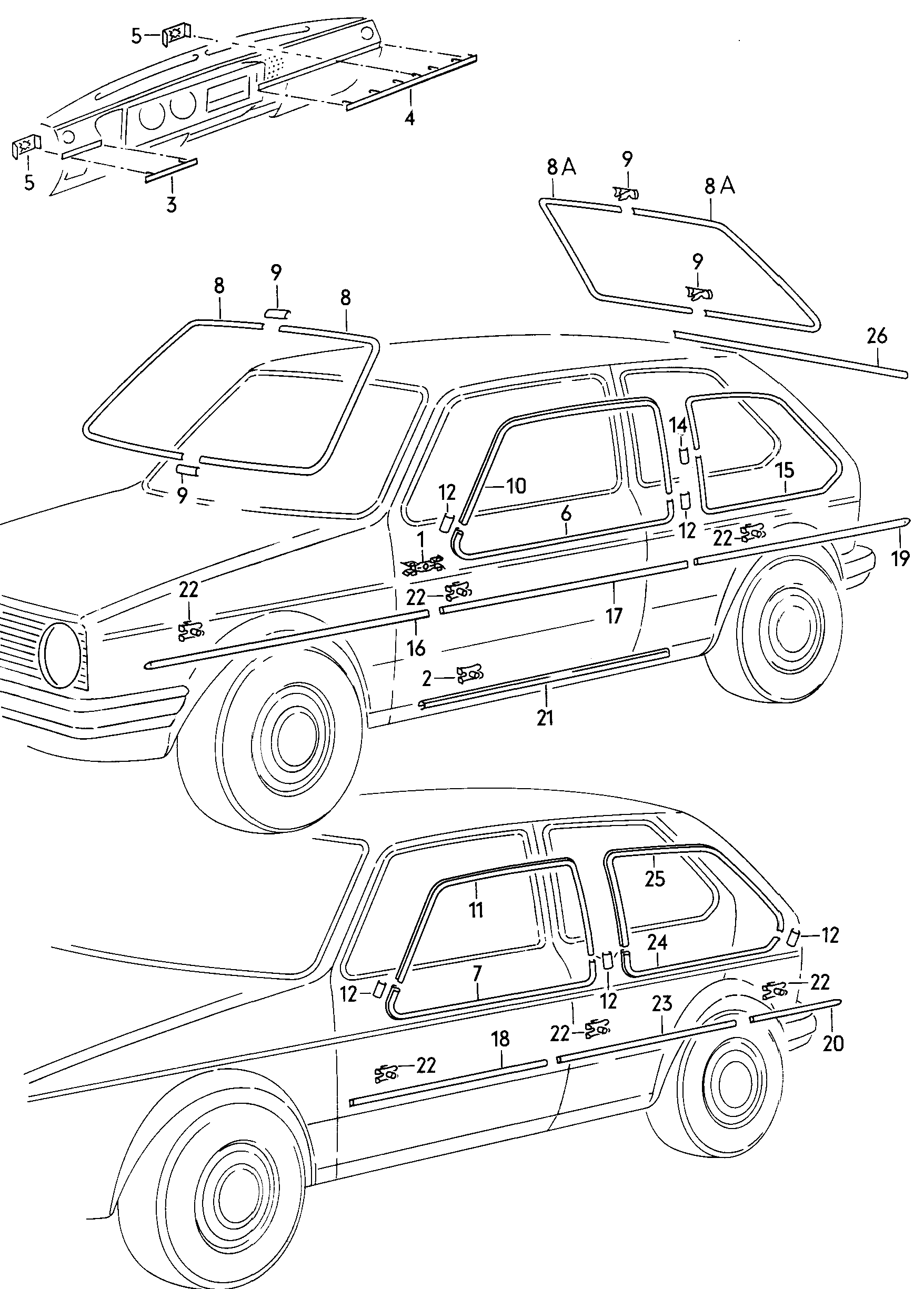 Volkswagen Golf (1979 - 1980) - Moldings
