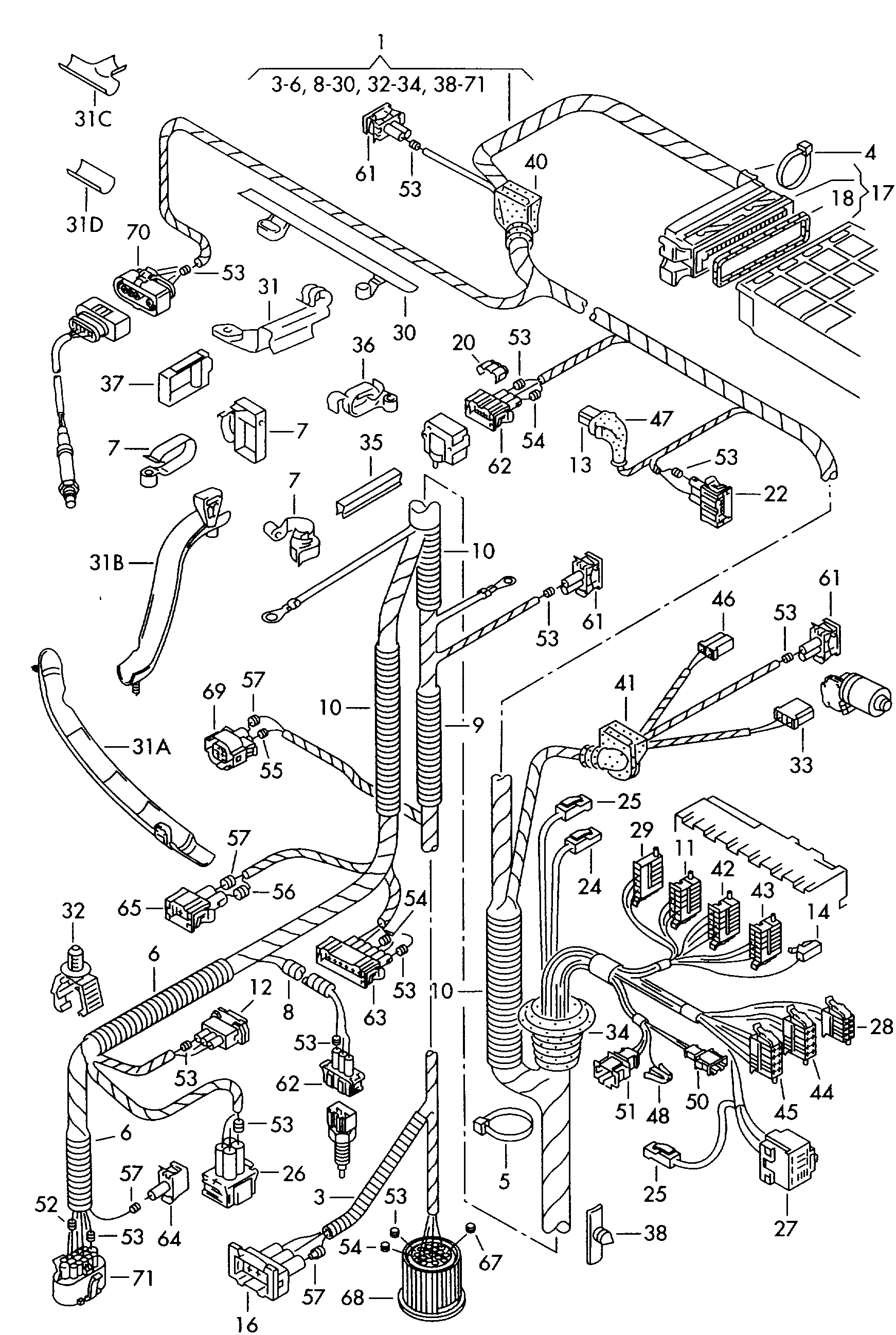 Volkswagen Golf (1997 - 1998) - Wiring set for engine