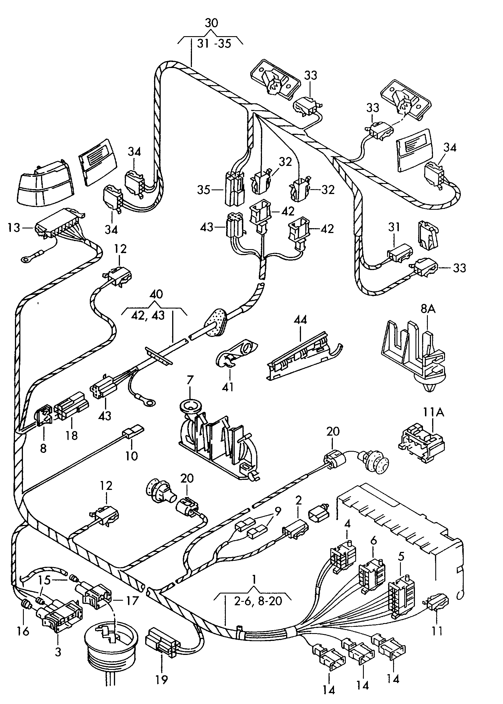 Volkswagen Golf (1993 - 1996) - Wiring set for engine