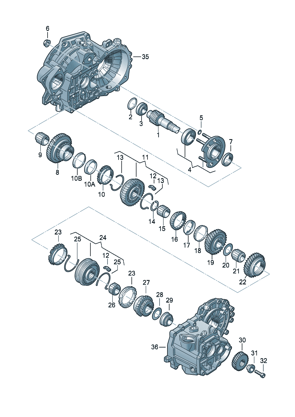 Volkswagen Golf/Golf R32 (2003 - 2006) - Output shaft. for 5 speed manual transmiss.. gears and shafts