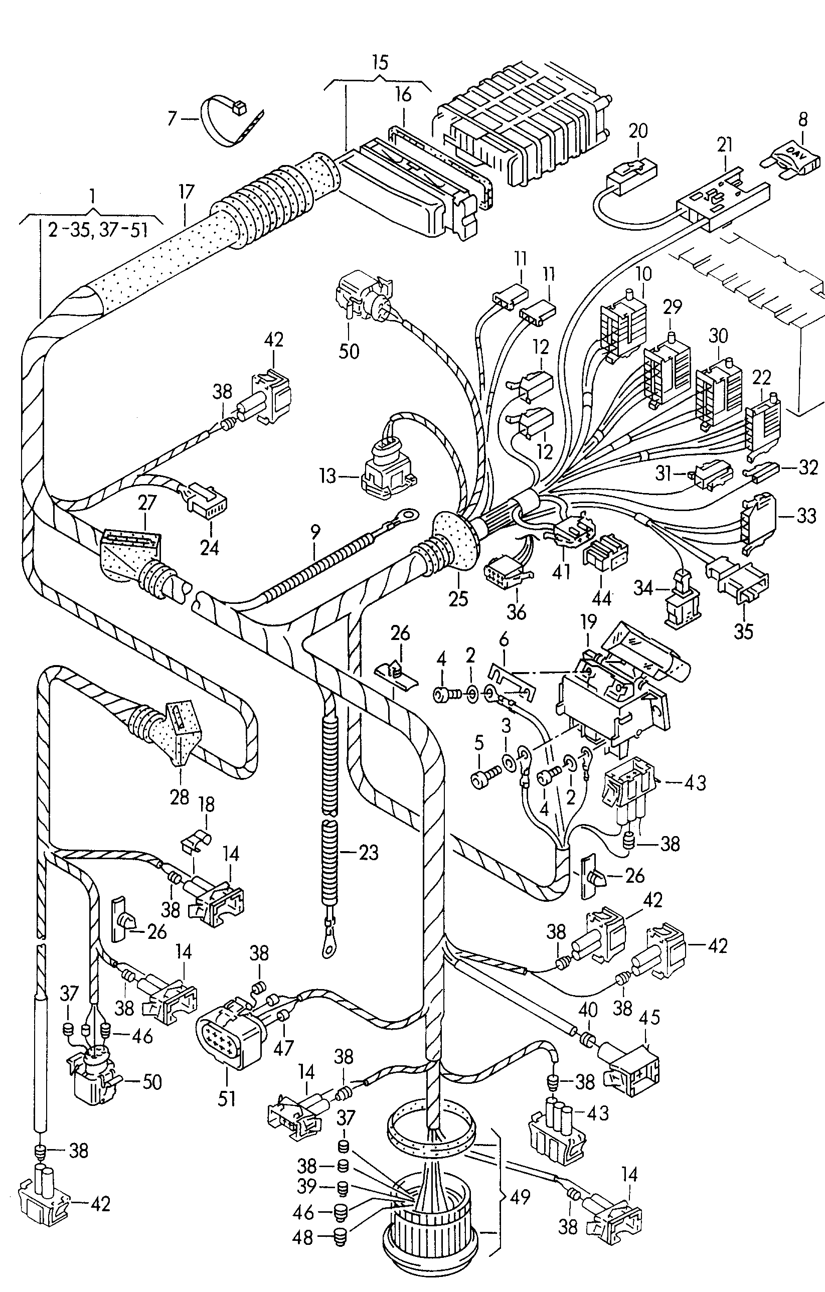 Volkswagen Golf (1995) - Adapter cable loom. Wiring set for engine