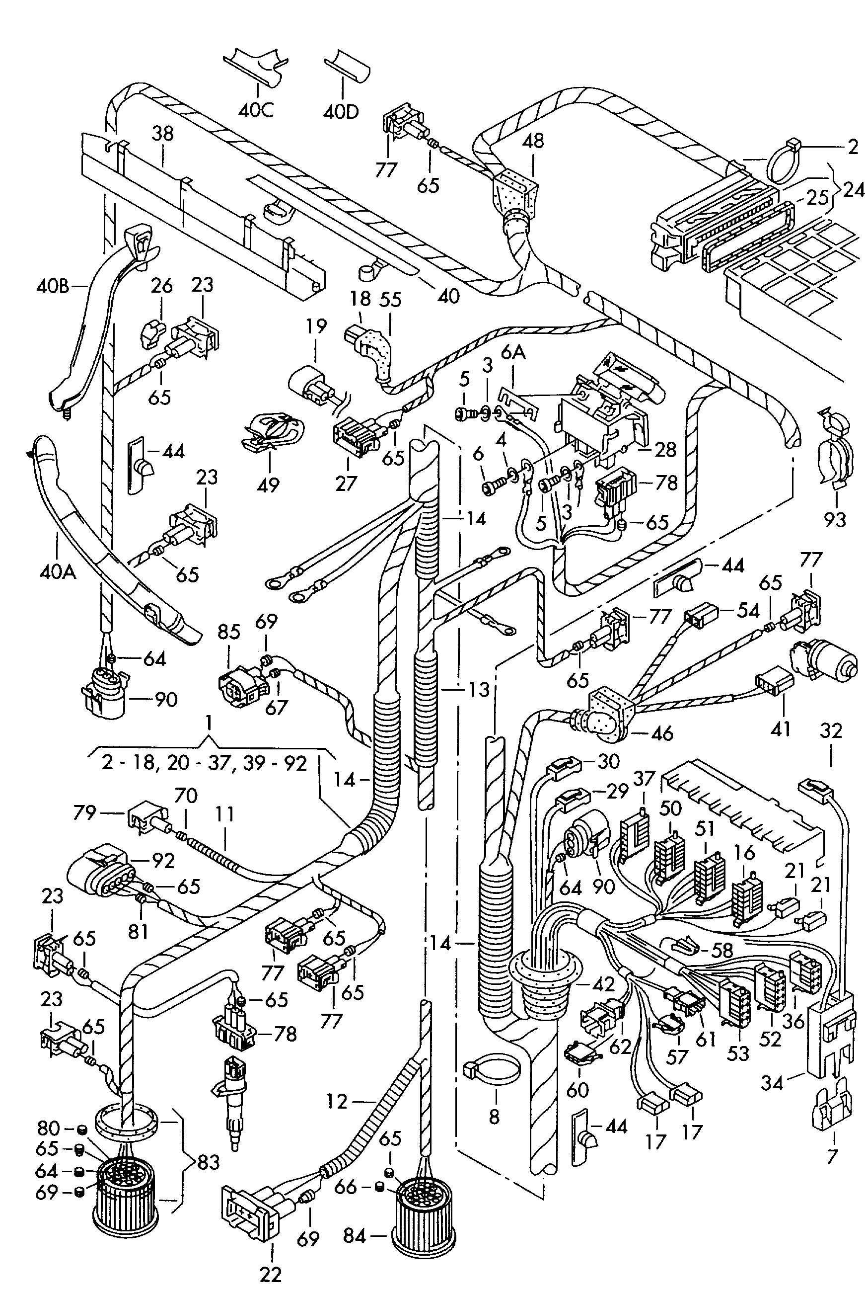 Volkswagen Golf (1997 - 1998) - Wiring set for engine