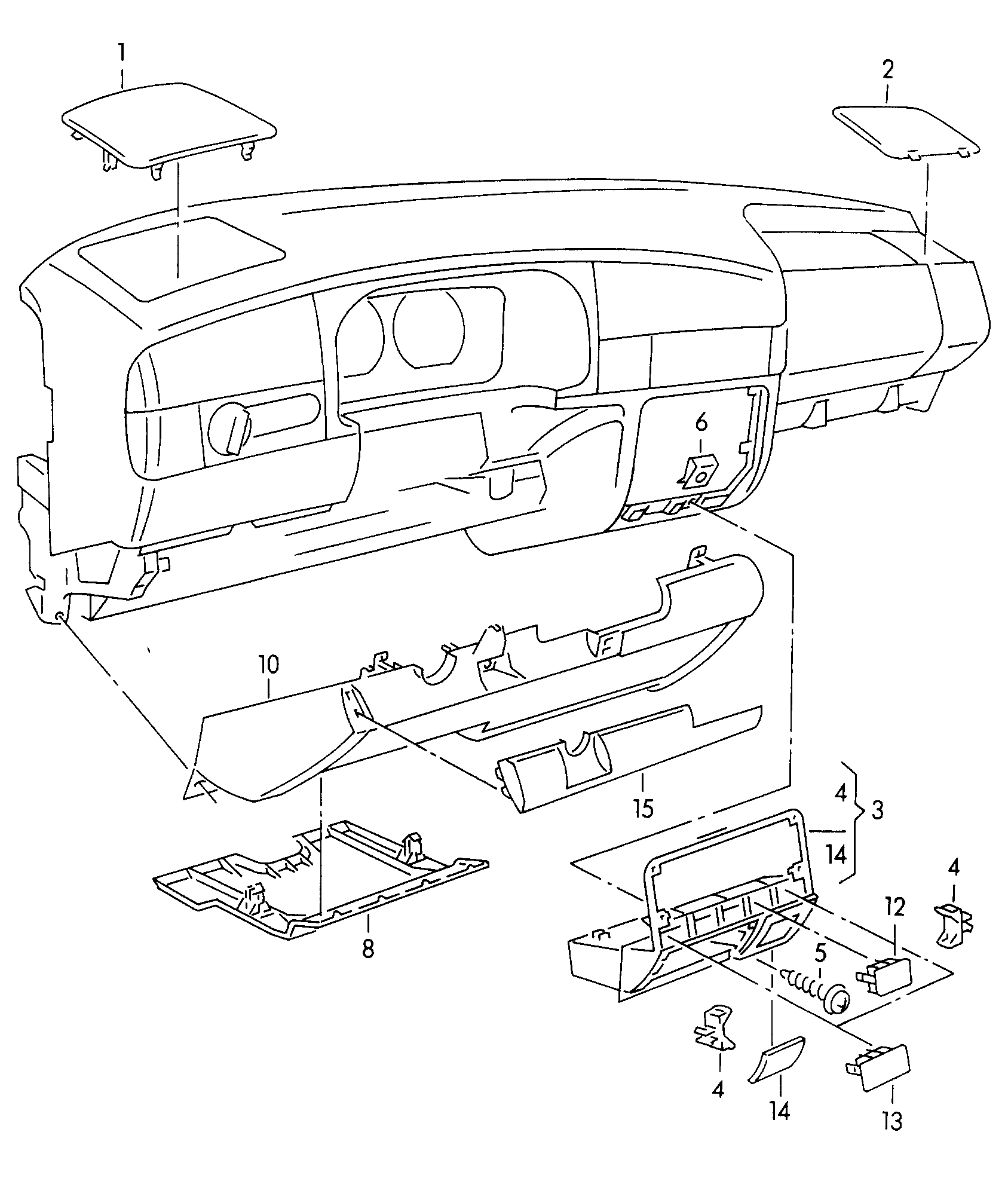 Volkswagen Golf (1997 - 1998) - Dashboard. dashboard fittings