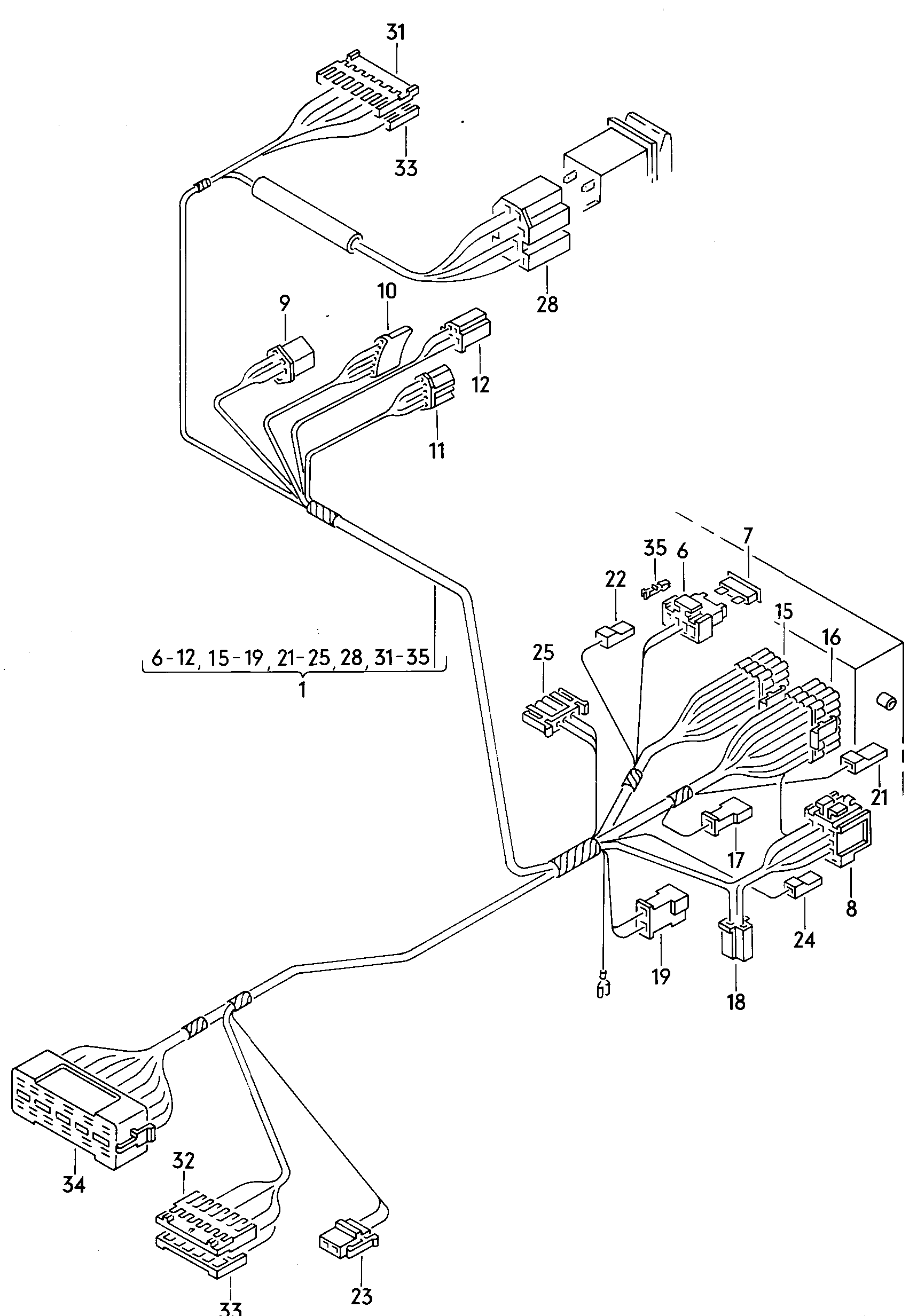 Wiring set for battery and 3-phase alternator. Earth line
