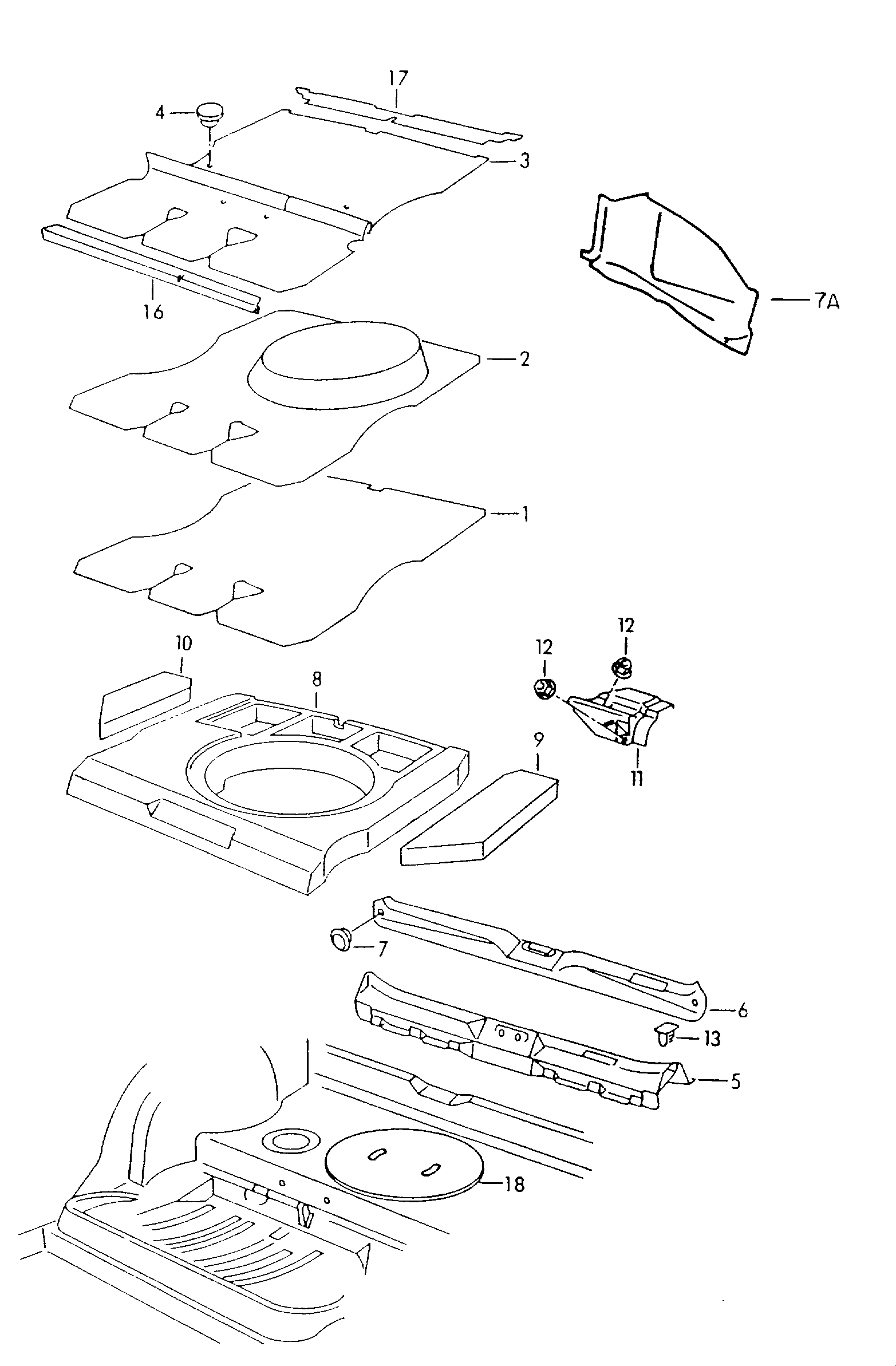 Volkswagen Golf (1993 - 1996) - Floor covering