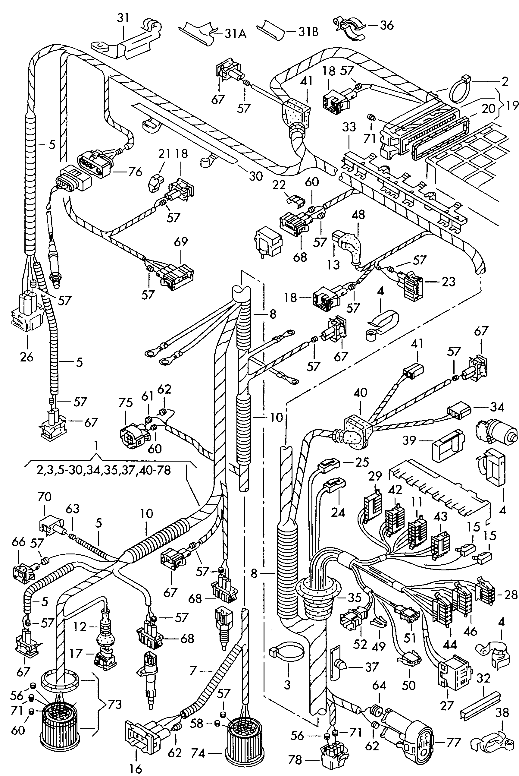 Volkswagen Golf (1997 - 1998) - Wiring set for engine