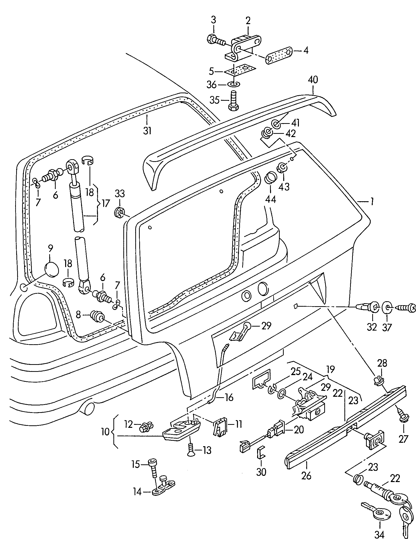 Volkswagen Golf (1997 - 1998) - Rear lid