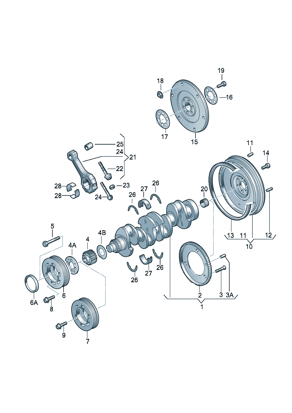 Volkswagen Golf/Golf R32 (1998 - 2001) - Conrod. bearings. Crankshaft