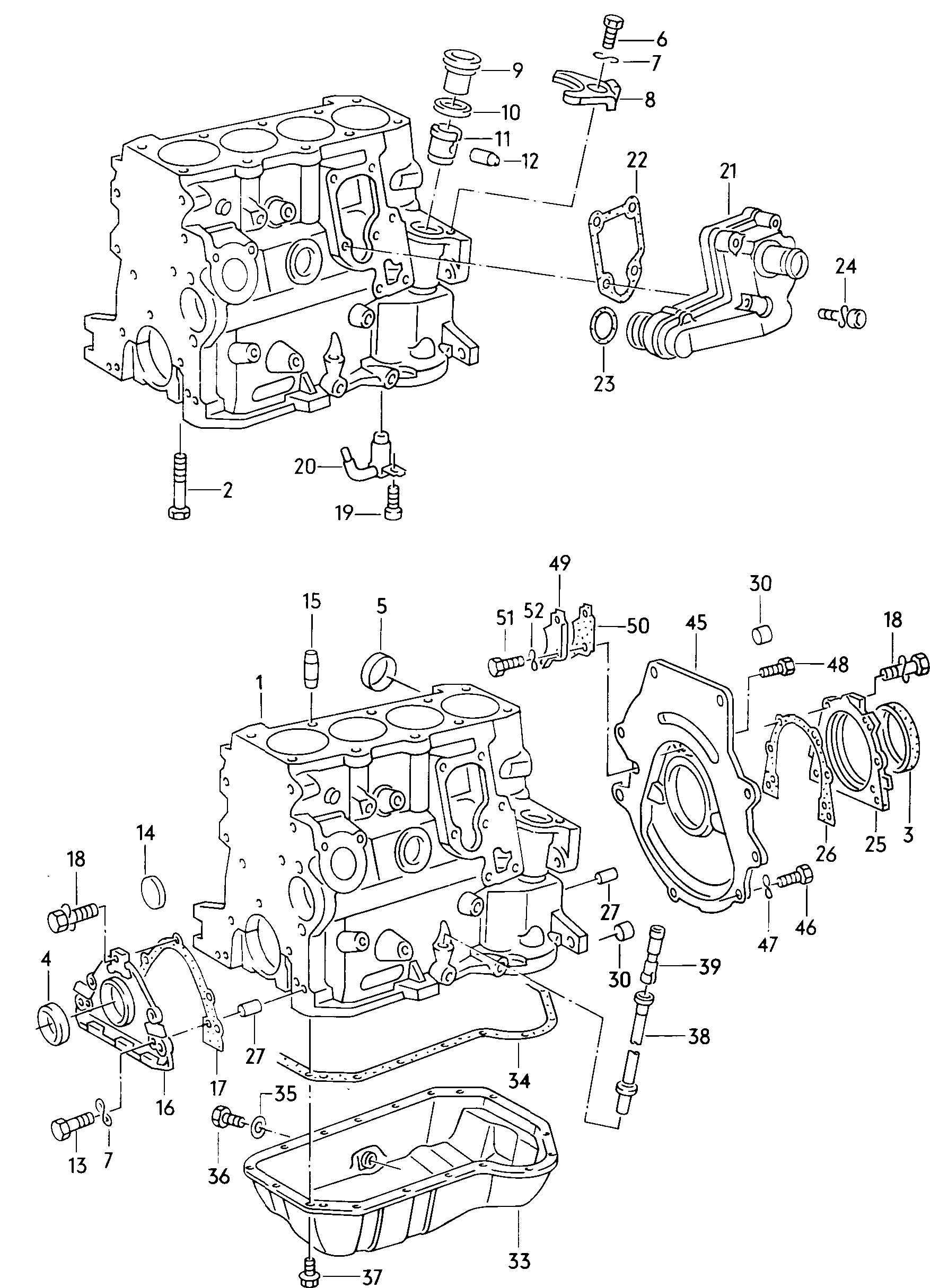 Cylinder block. oil sump