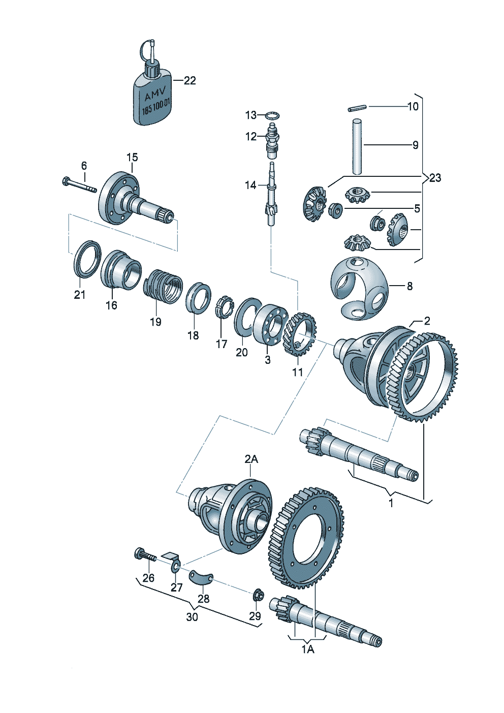 Volkswagen Golf (1996) - Pinion gear set. for 4-speed manual gearbox. for 5 speed manual transmiss.. Differential