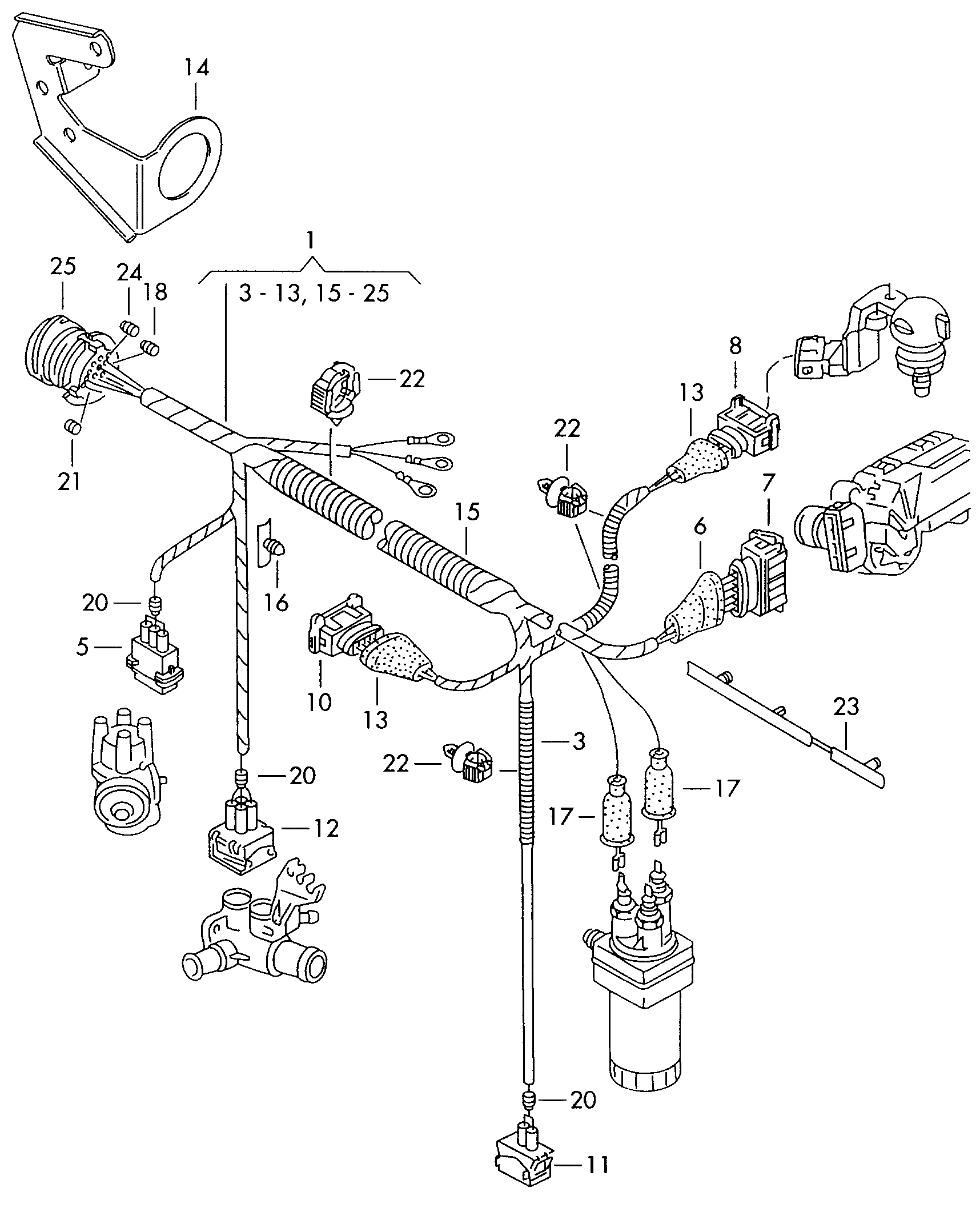 Volkswagen Golf (1995) - Adapter cable loom. Wiring set for engine
