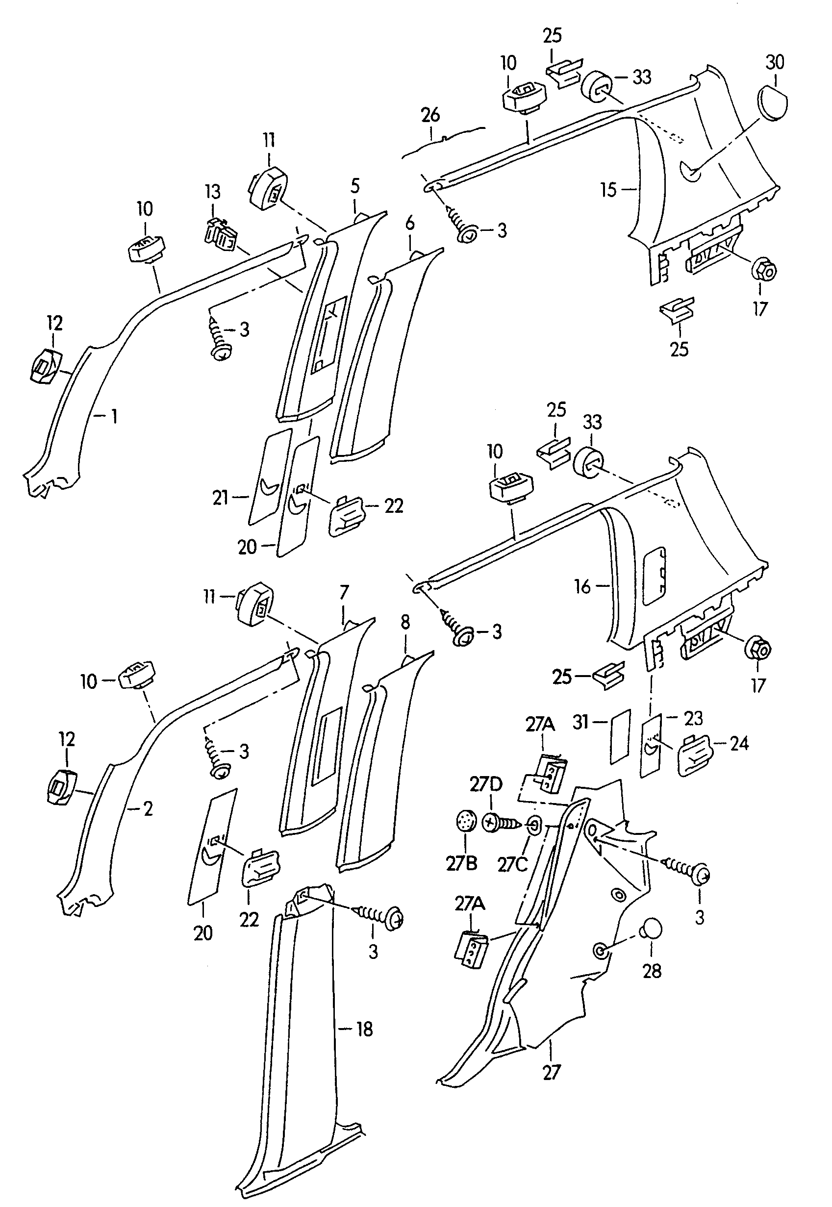 Volkswagen Golf (1995) - Door trim panels