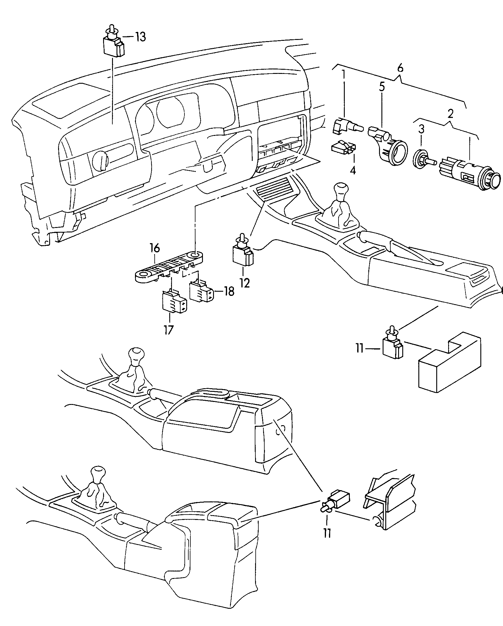 Volkswagen Golf (1997 - 1998) - Distance sensor. Combi-instrument