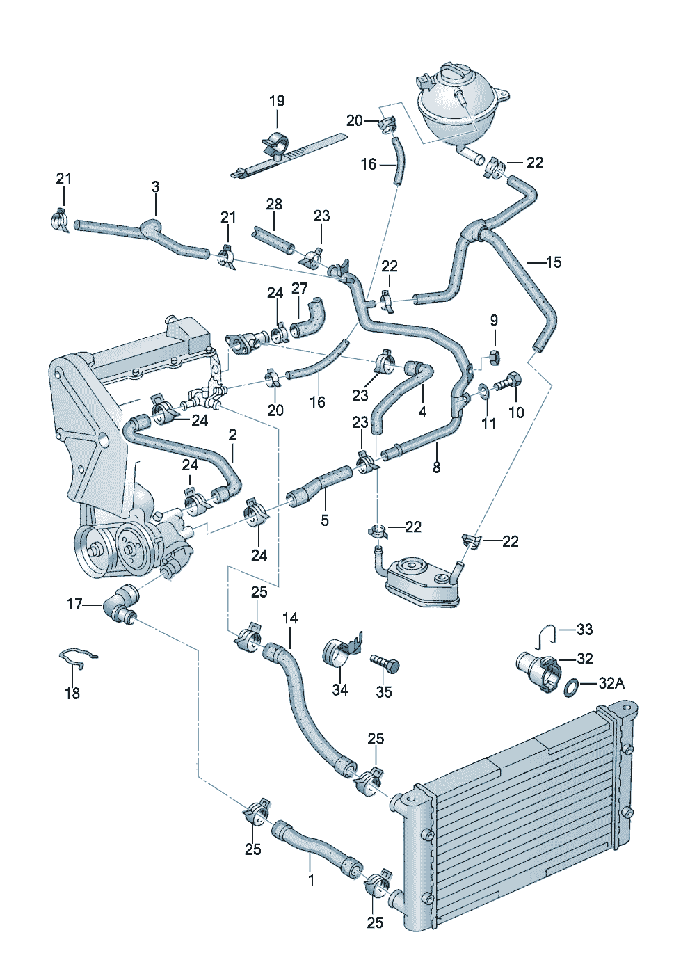 Volkswagen Golf (1997 - 1998) - Coolant pump