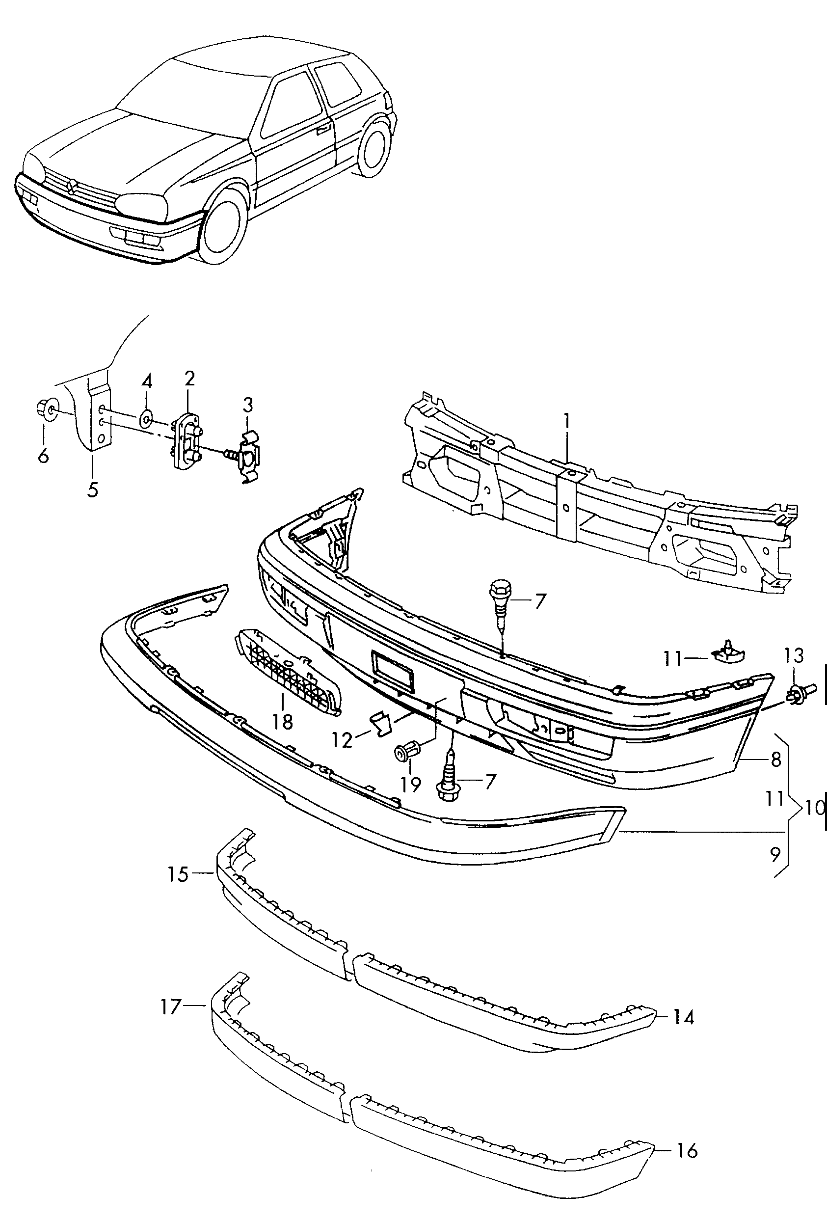 Volkswagen Golf (1997 - 1998) - Bumper