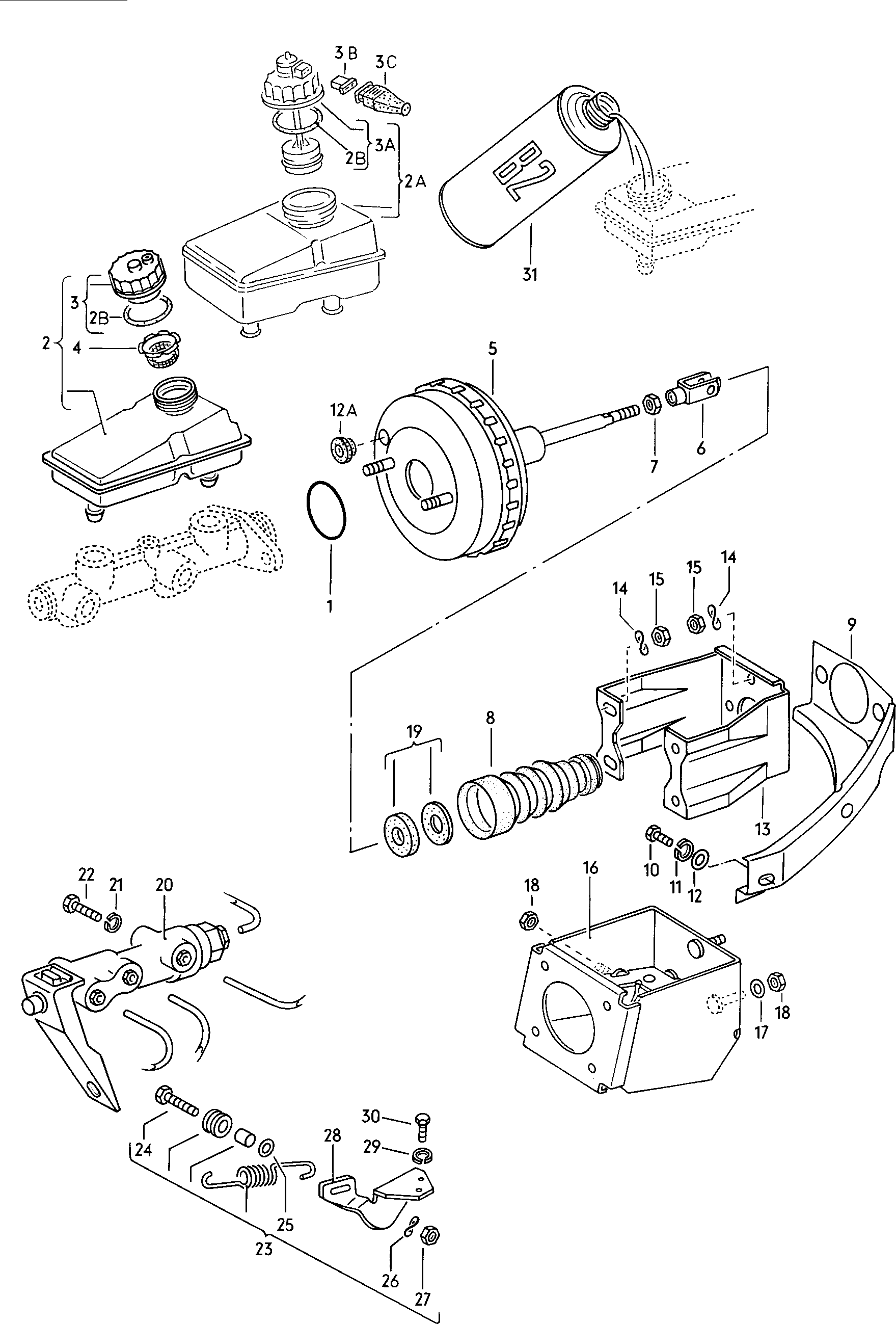 Volkswagen Golf (1979 - 1980) - Brake master cylinder