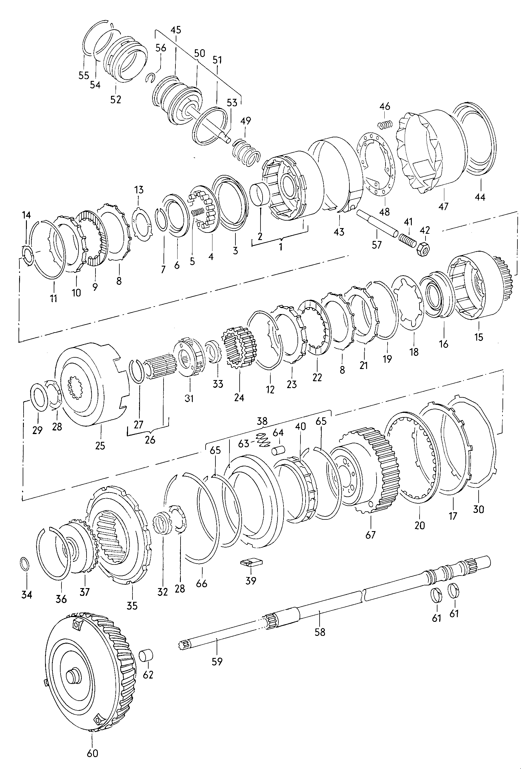 Volkswagen Golf (1981) - For automatic gearbox. forward,direct, reverse gear clutch, torque converter