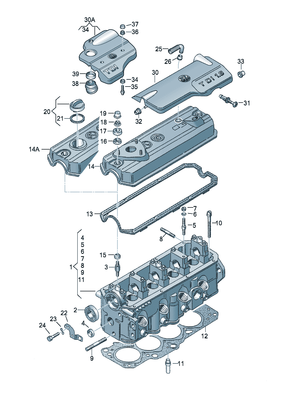 Volkswagen Golf (1997 - 1998) - Cylinder block with pistons. oil sump