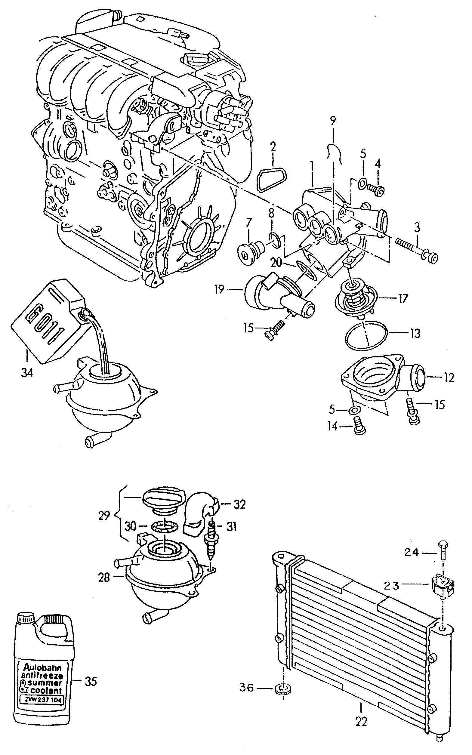 Volkswagen Golf (1993 - 1996) - Coolant pump