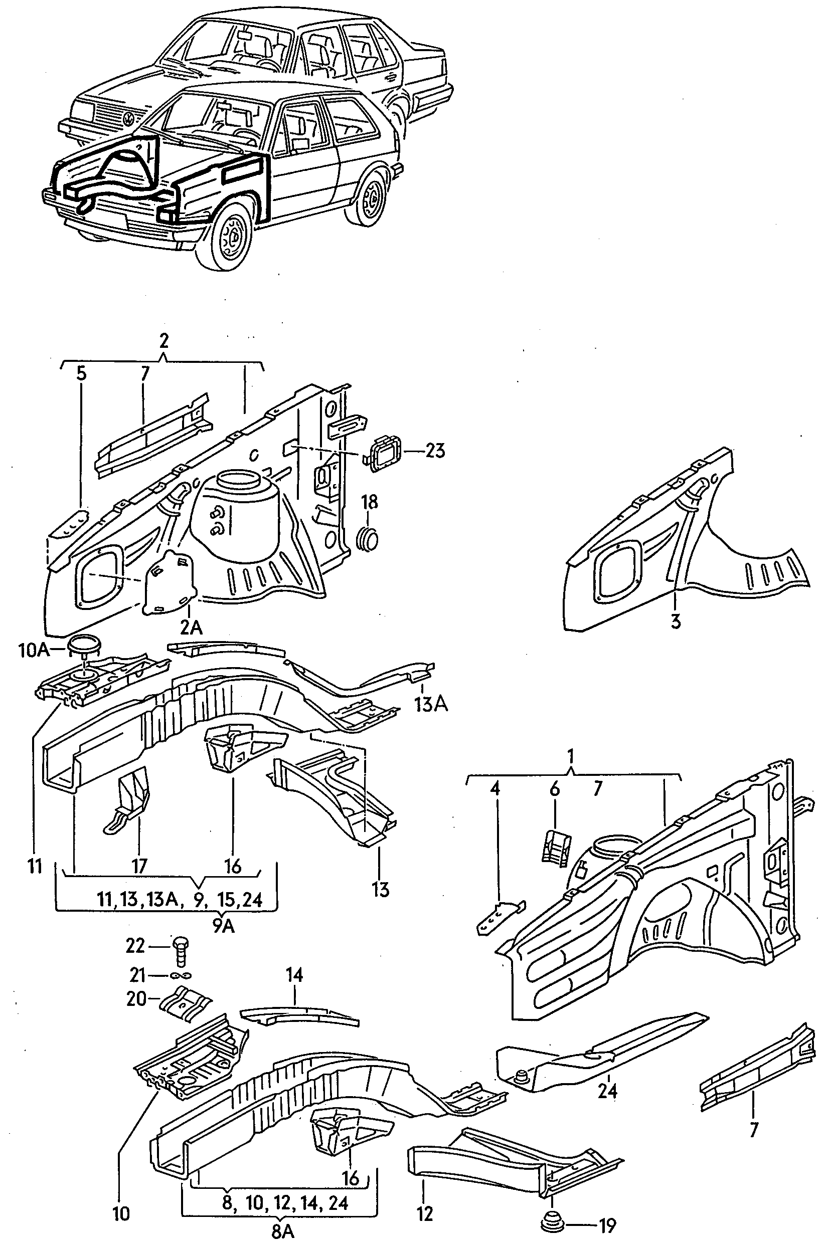Side member. Wheel housing