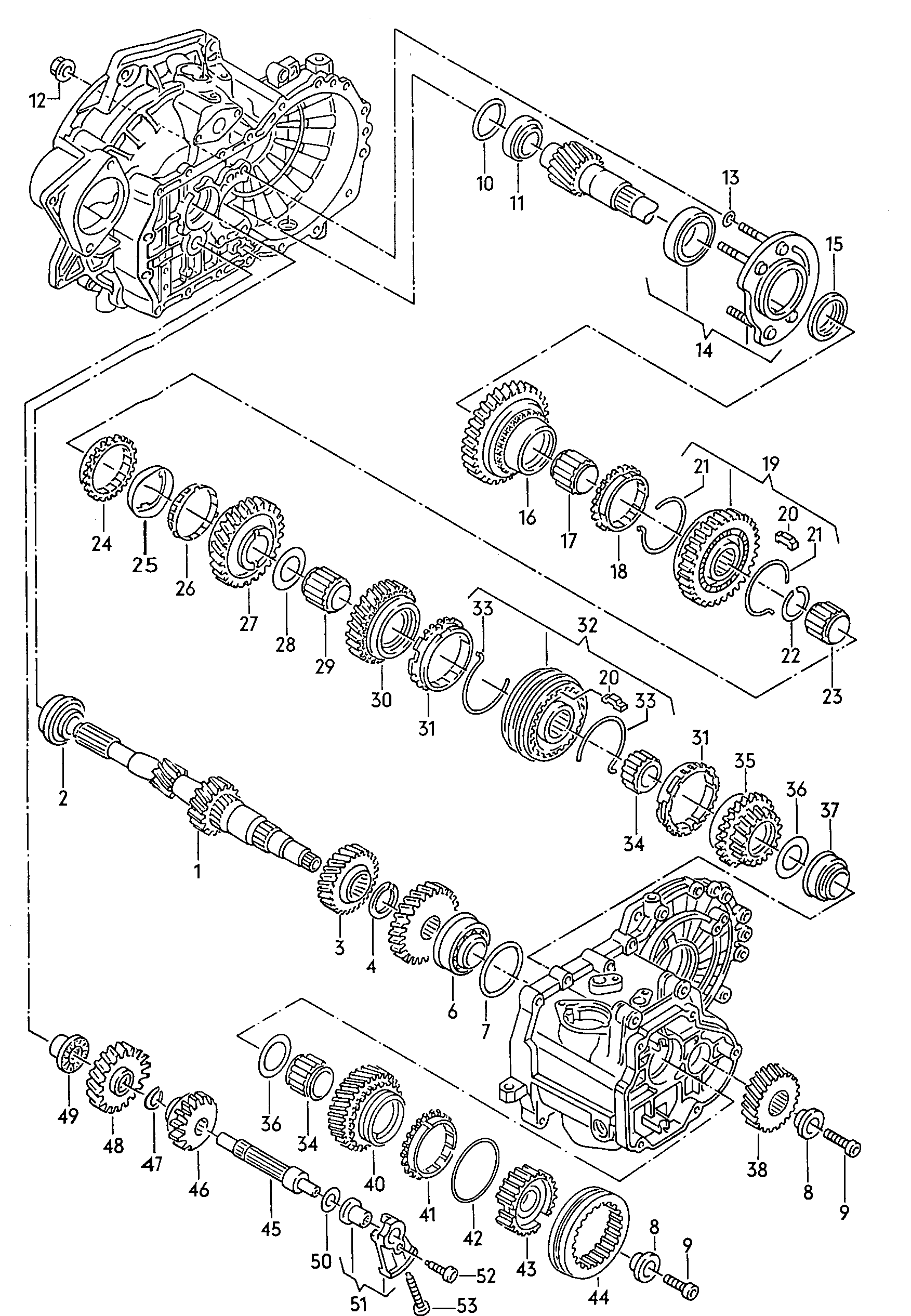 For 5 speed manual transmiss.. gears and shafts