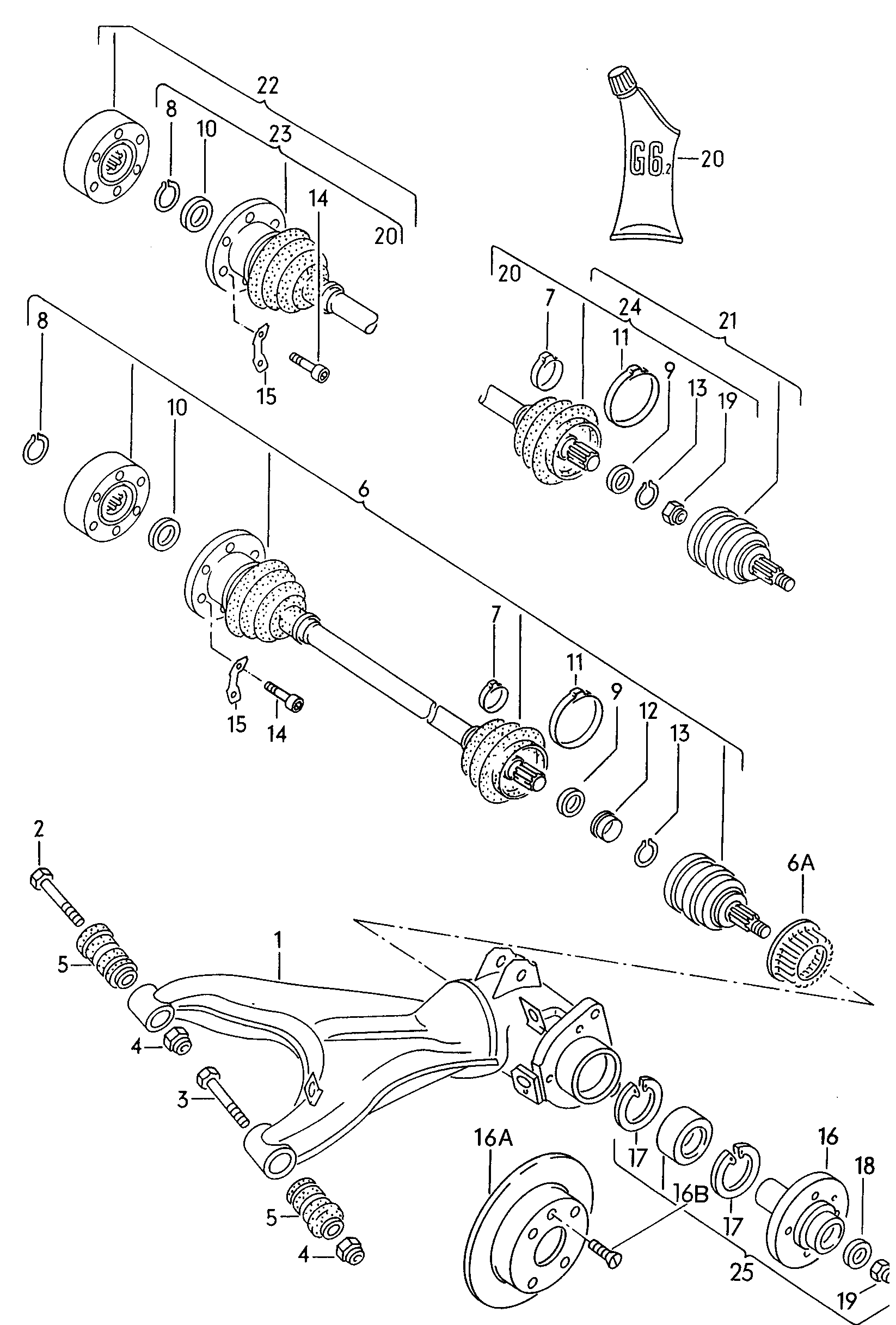 Volkswagen Golf/Var.-syn./Rall./Coun. (1986 - 1991) - Rear axle carrier