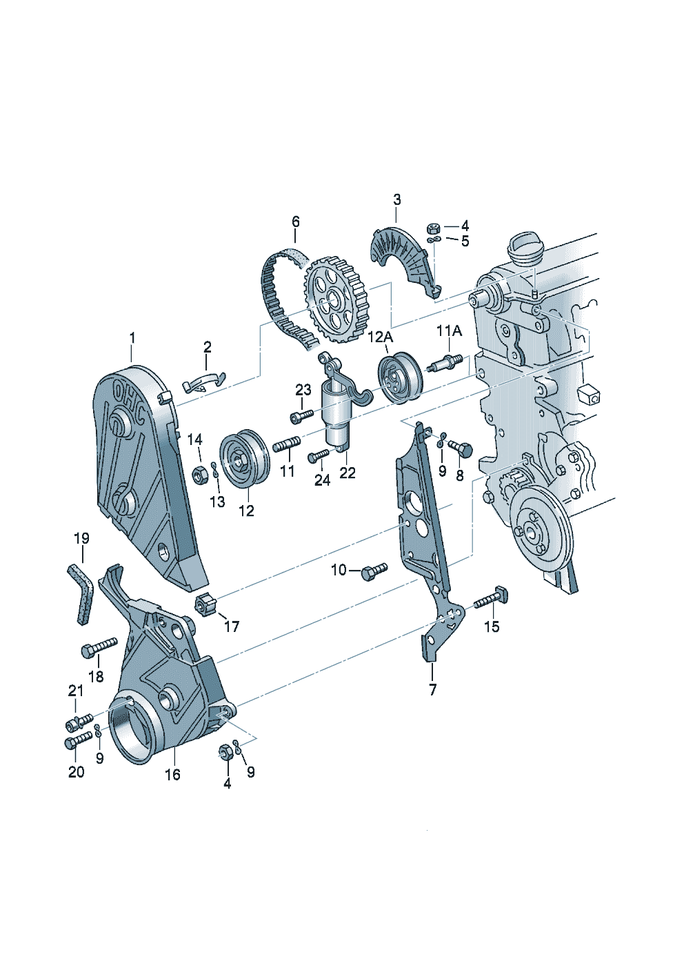 Volkswagen Golf (1997 - 1998) - Repair kit for toothed belt with tensioning roller