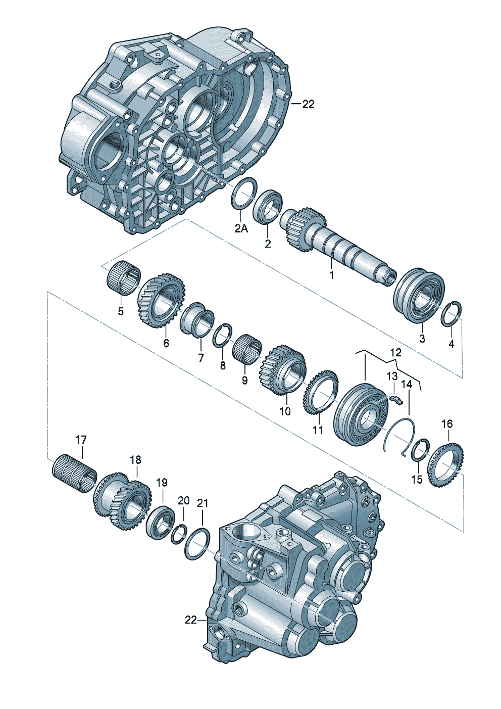 Volkswagen Golf/Golf R32 (2003 - 2006) - Output shaft. for 5 speed manual transmiss.. gears and shafts