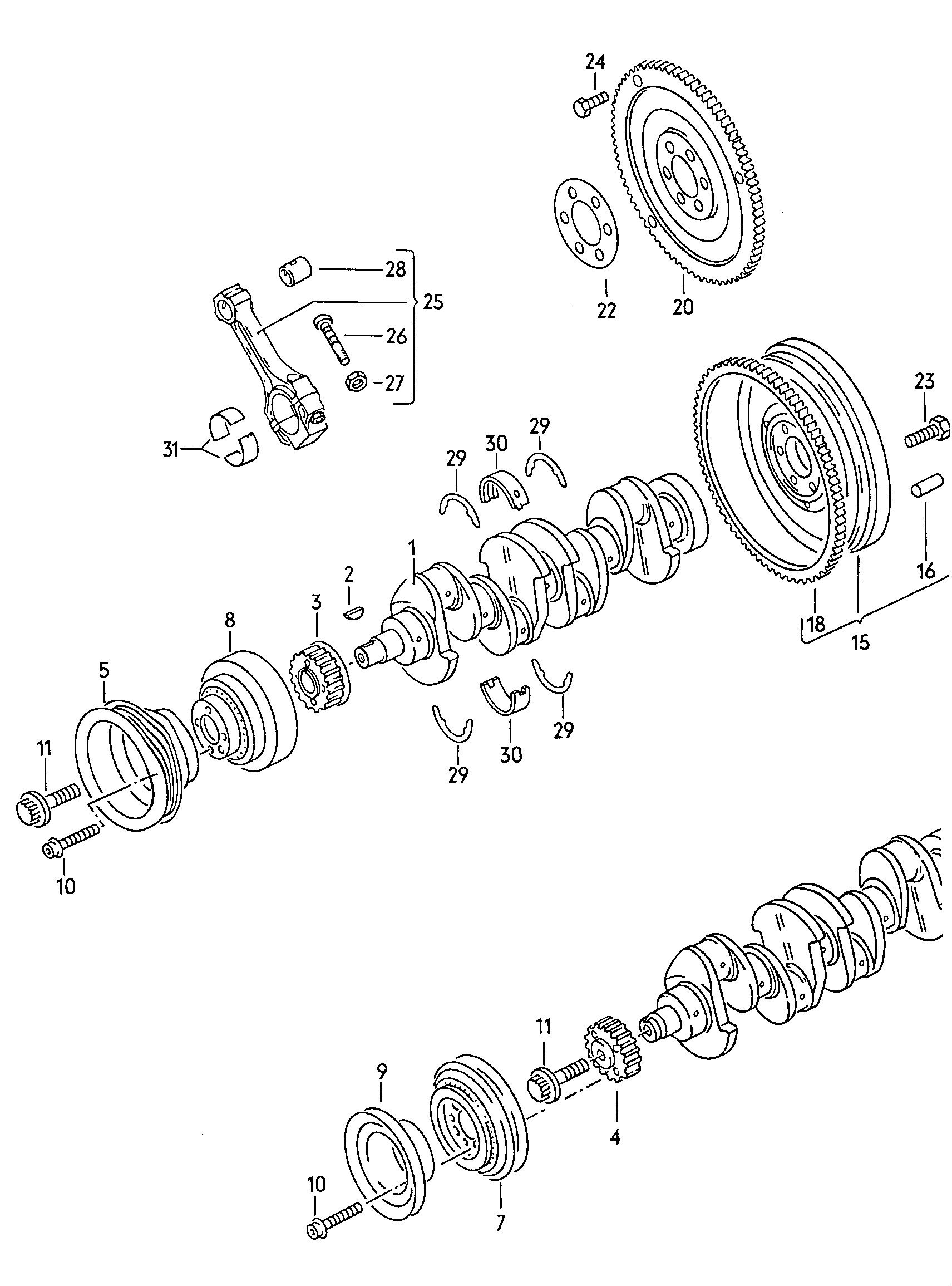 Conrod. bearings. Crankshaft