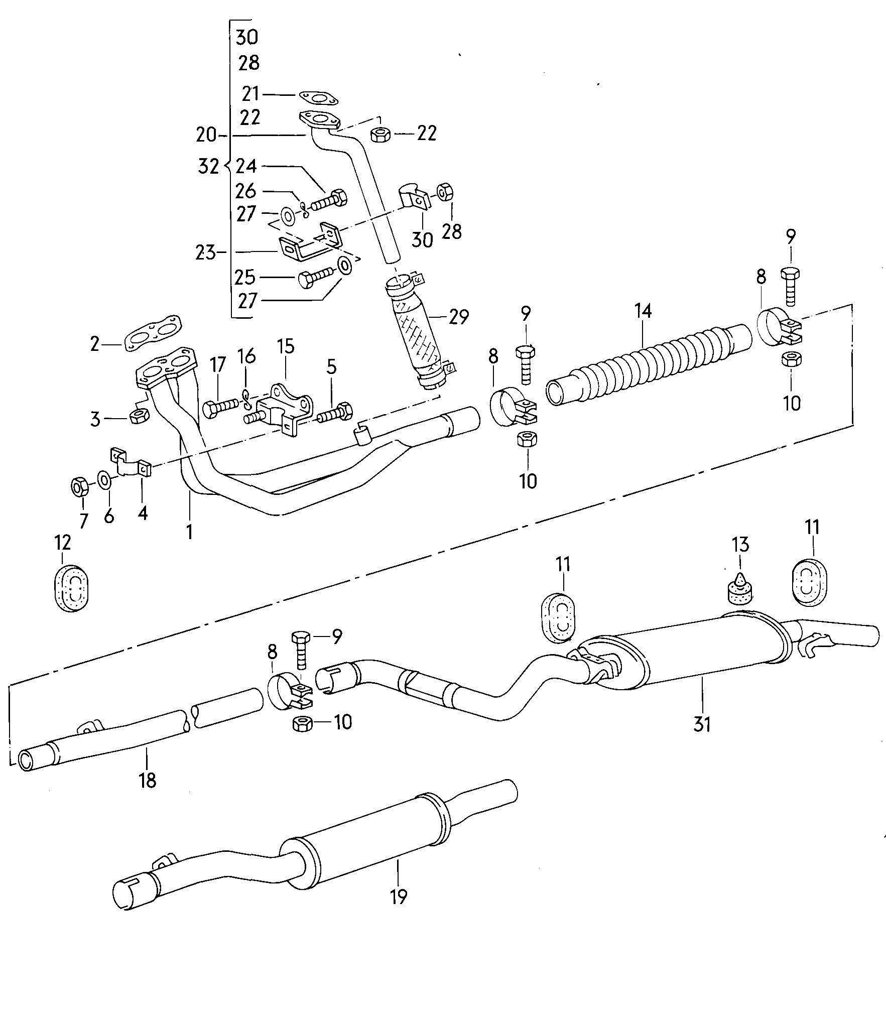 Volkswagen Golf (1982 - 1984) - Exhaust manifolds