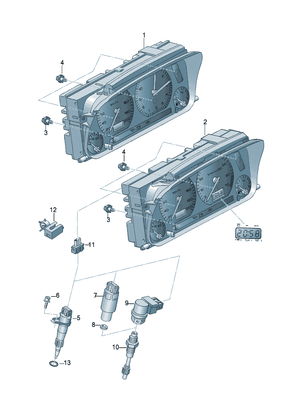 Volkswagen Golf (1997 - 1998) - Distance sensor. Combi-instrument