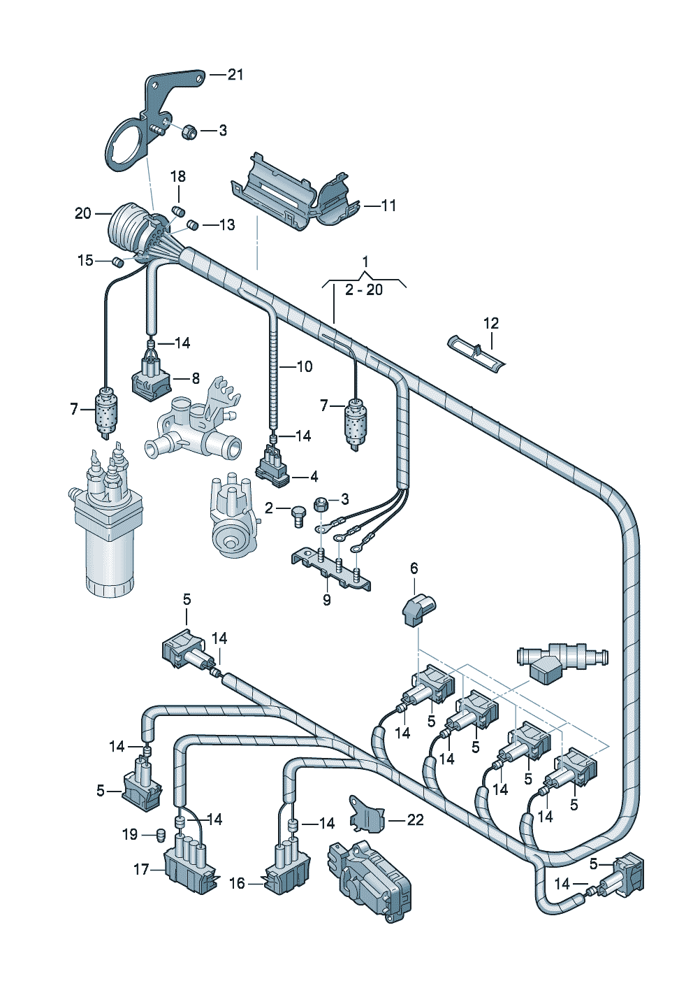 Volkswagen Golf (1997 - 1998) - Wiring set for engine