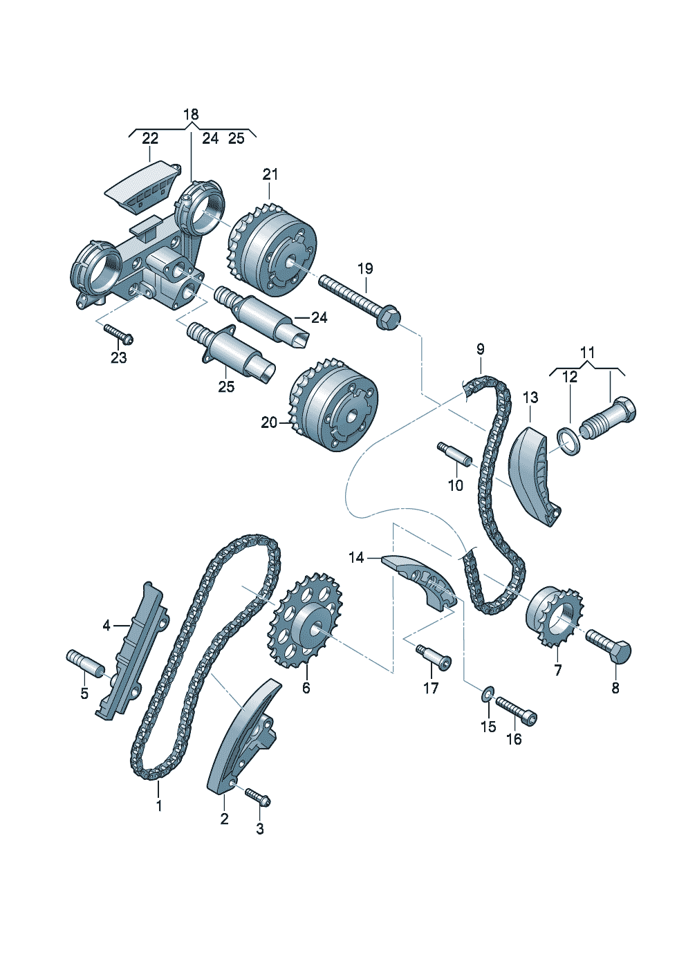 Volkswagen Golf/Golf R32 (1998 - 2001) - Repair kit for toothed belt with tensioning roller