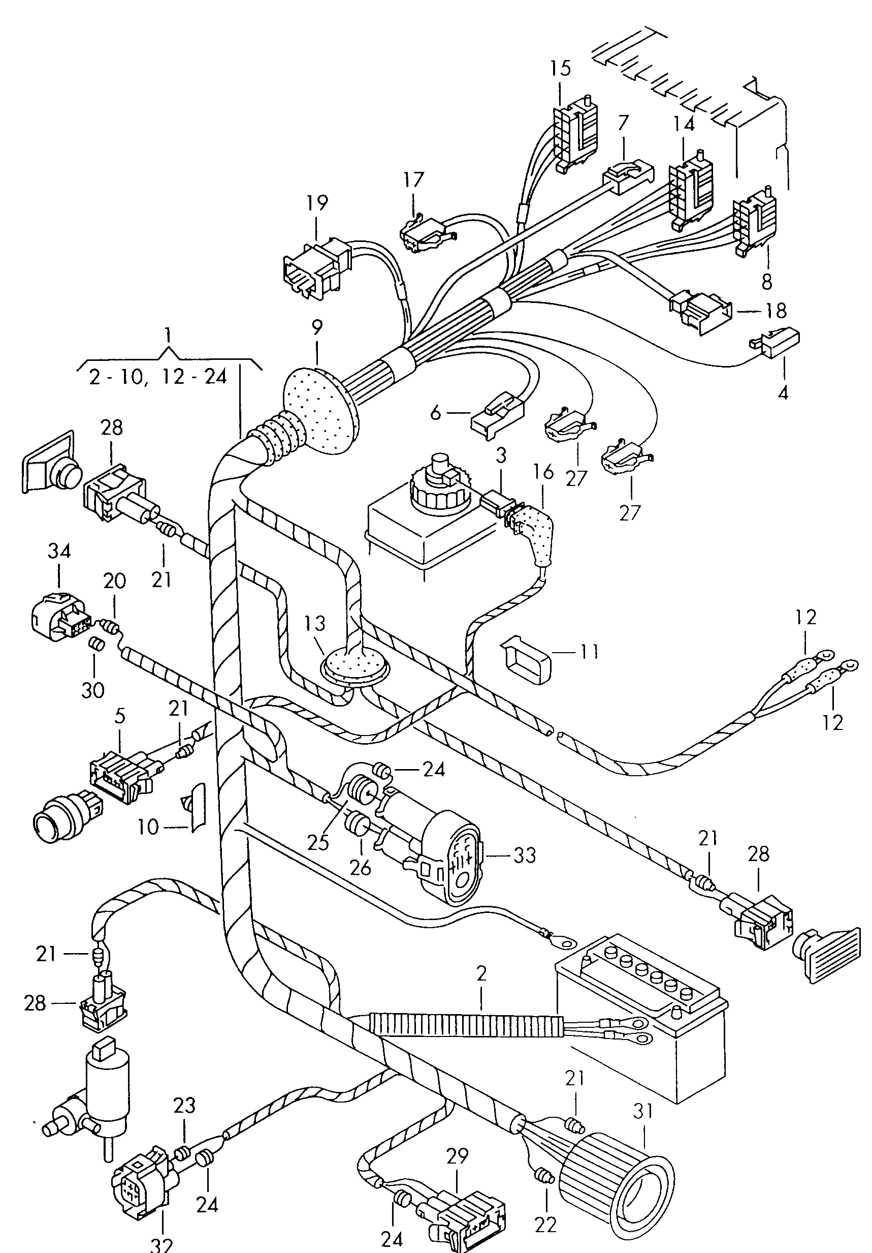 Volkswagen Golf (1995) - Adapter cable loom. Wiring set for engine