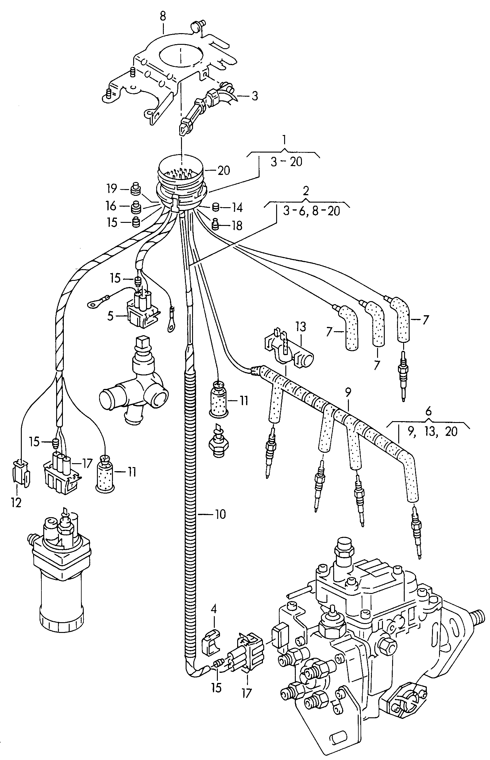 Volkswagen Golf (1997 - 1998) - Wiring set for engine