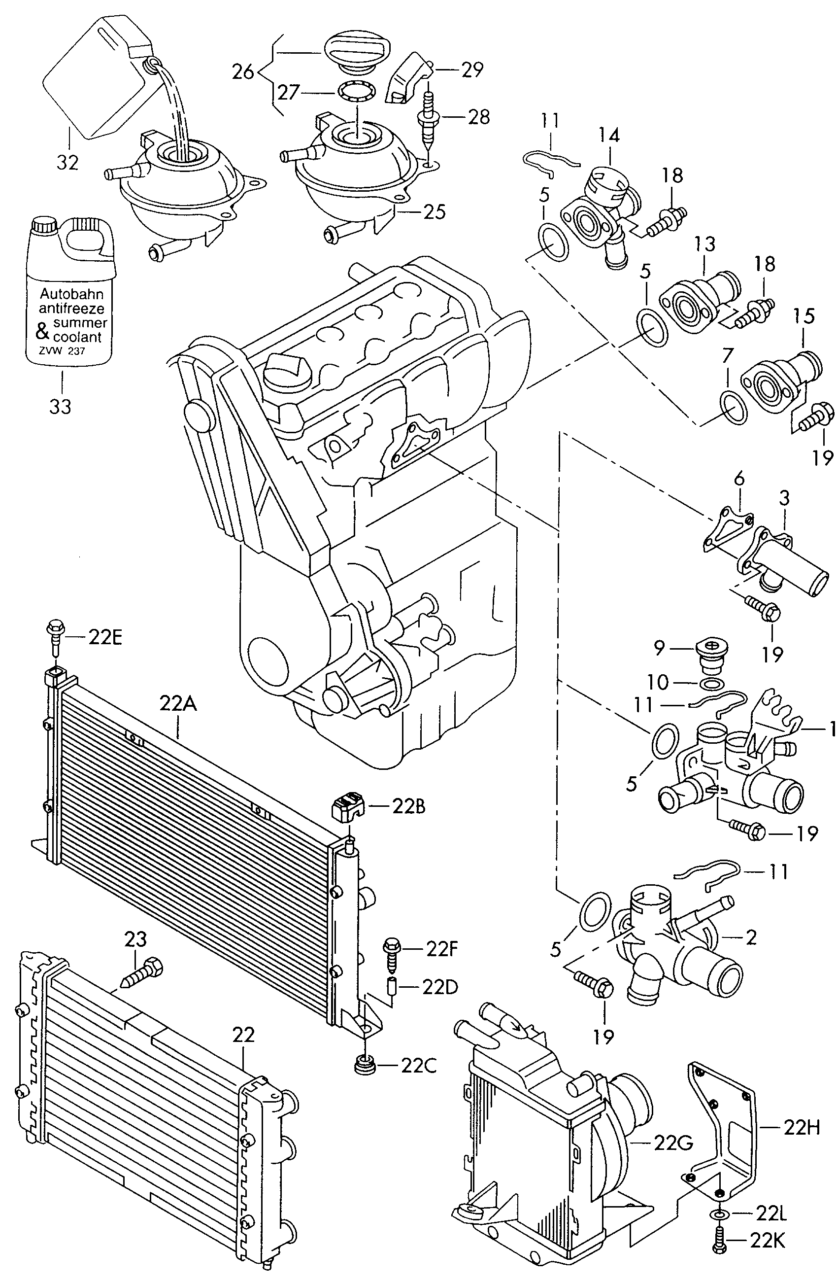 Volkswagen Golf (1997 - 1998) - Coolant pump