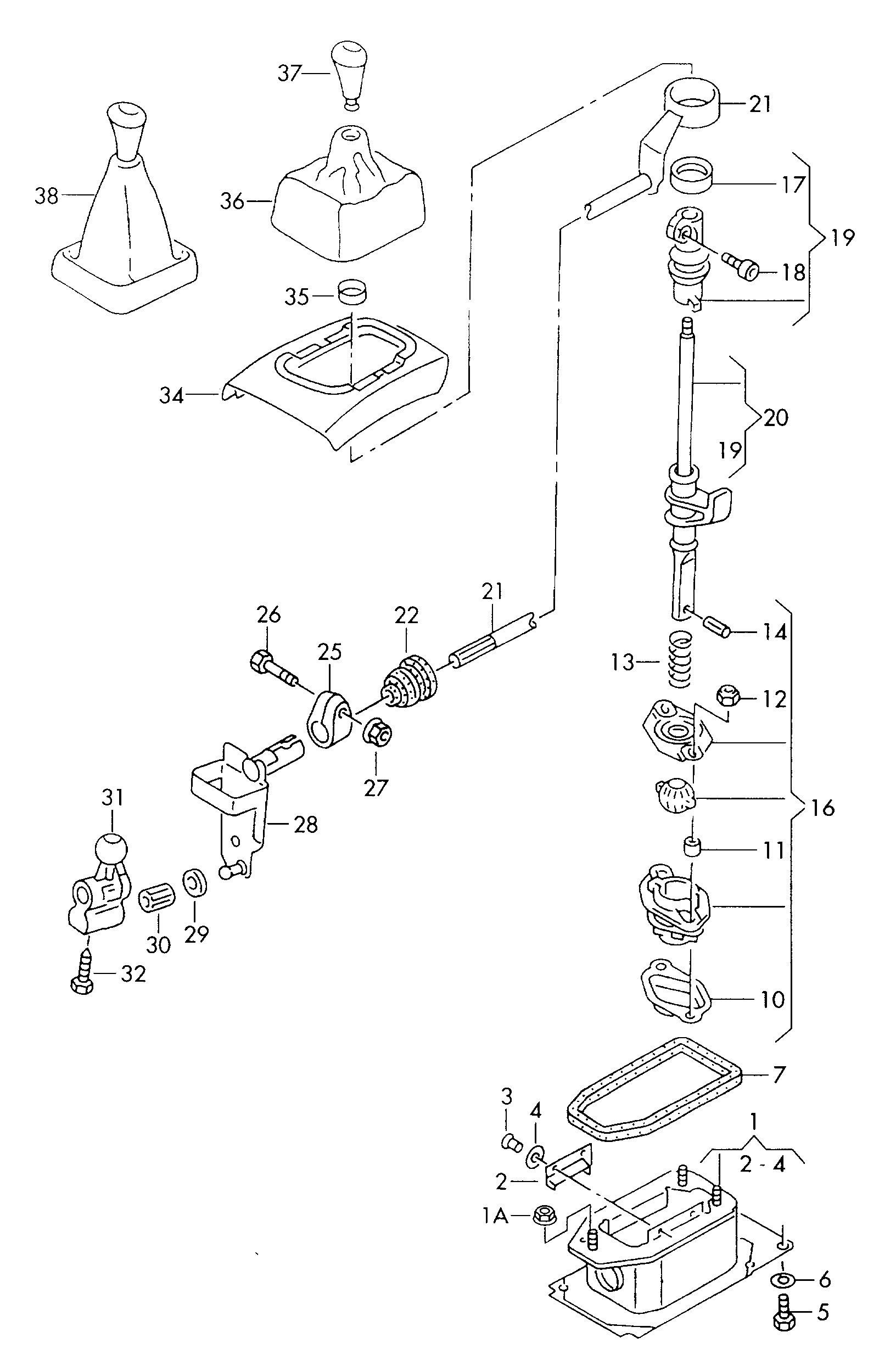 Volkswagen Golf (1997 - 1998) - Selector mechanism