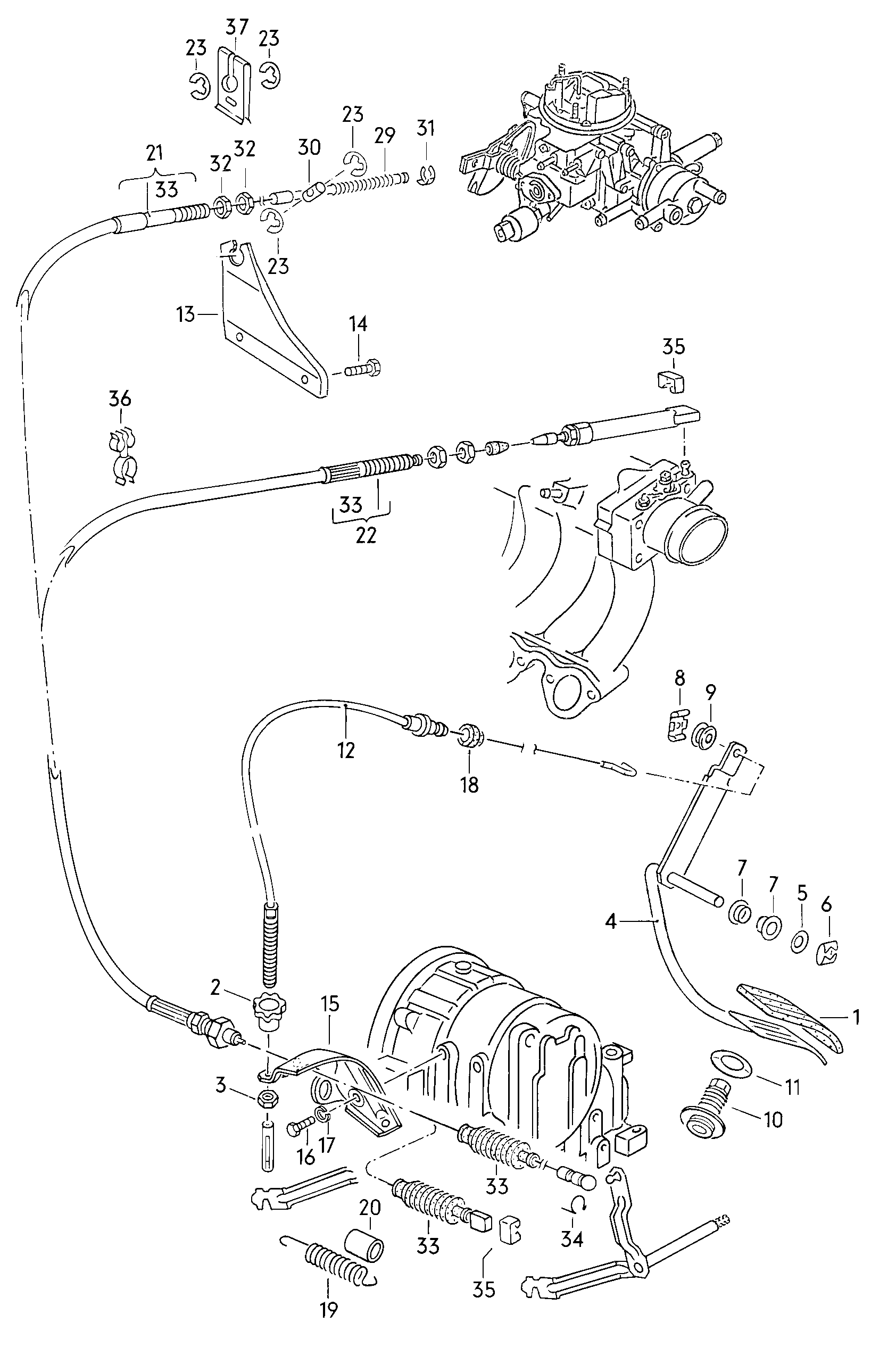 Volkswagen Golf (1982 - 1984) - Accelerator pedal. accelerator cable