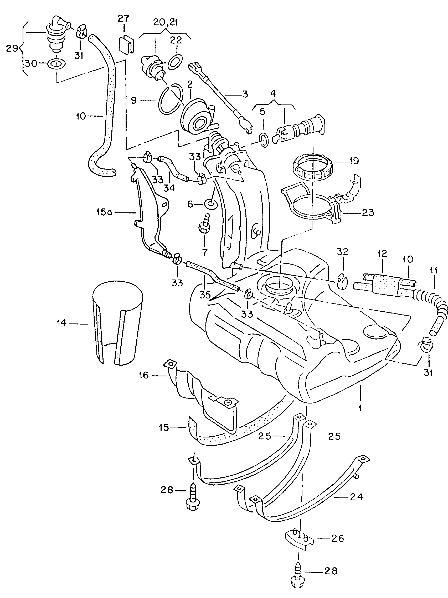 Volkswagen Golf (1993 - 1996) - Fuel tank