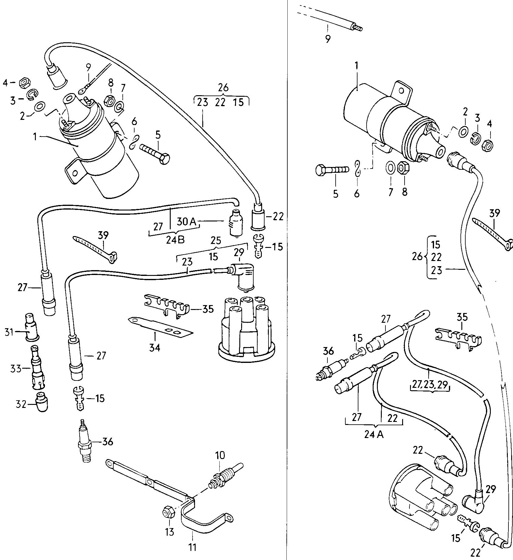 Ignition lead. Glow plug. Ignition coil. current rail